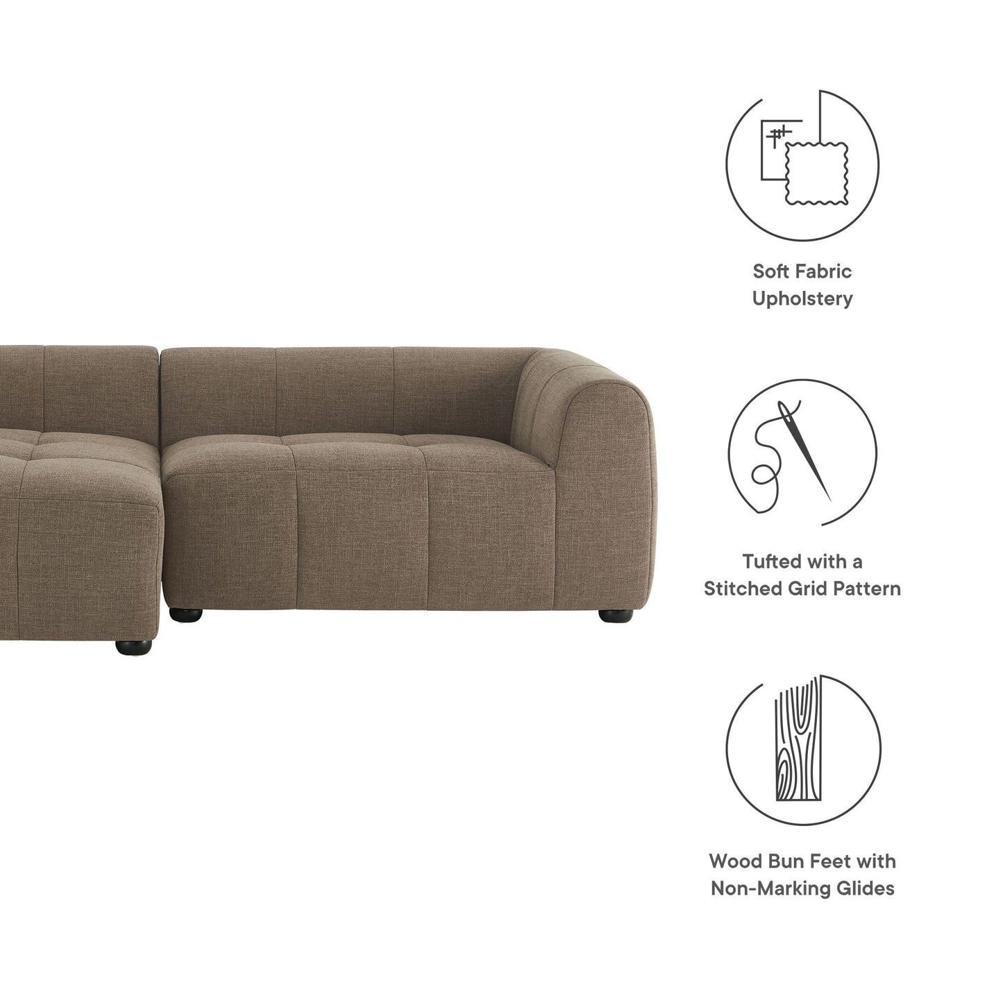 Liana Left-Facing Upholstered Fabric Modular Sofa with Chaise by Modway