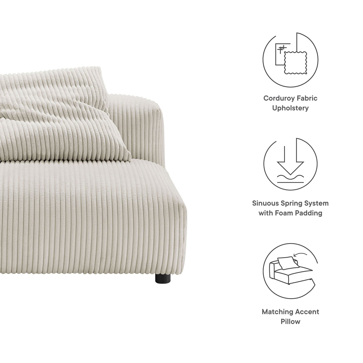 Solace Modular Corduroy Upholstered Armless Chair by Modway
