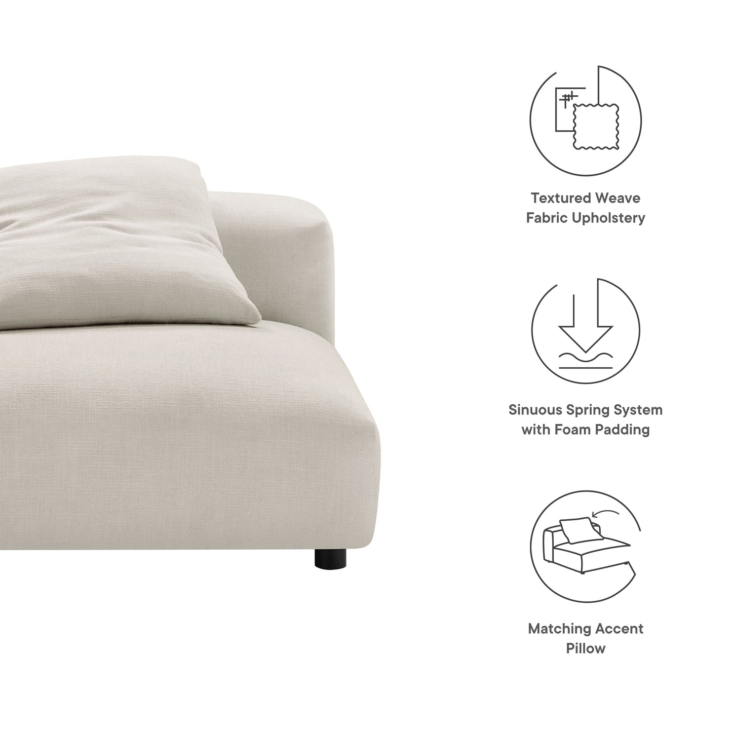 Solace Modular Upholstered Fabric Armless Chair by Modway