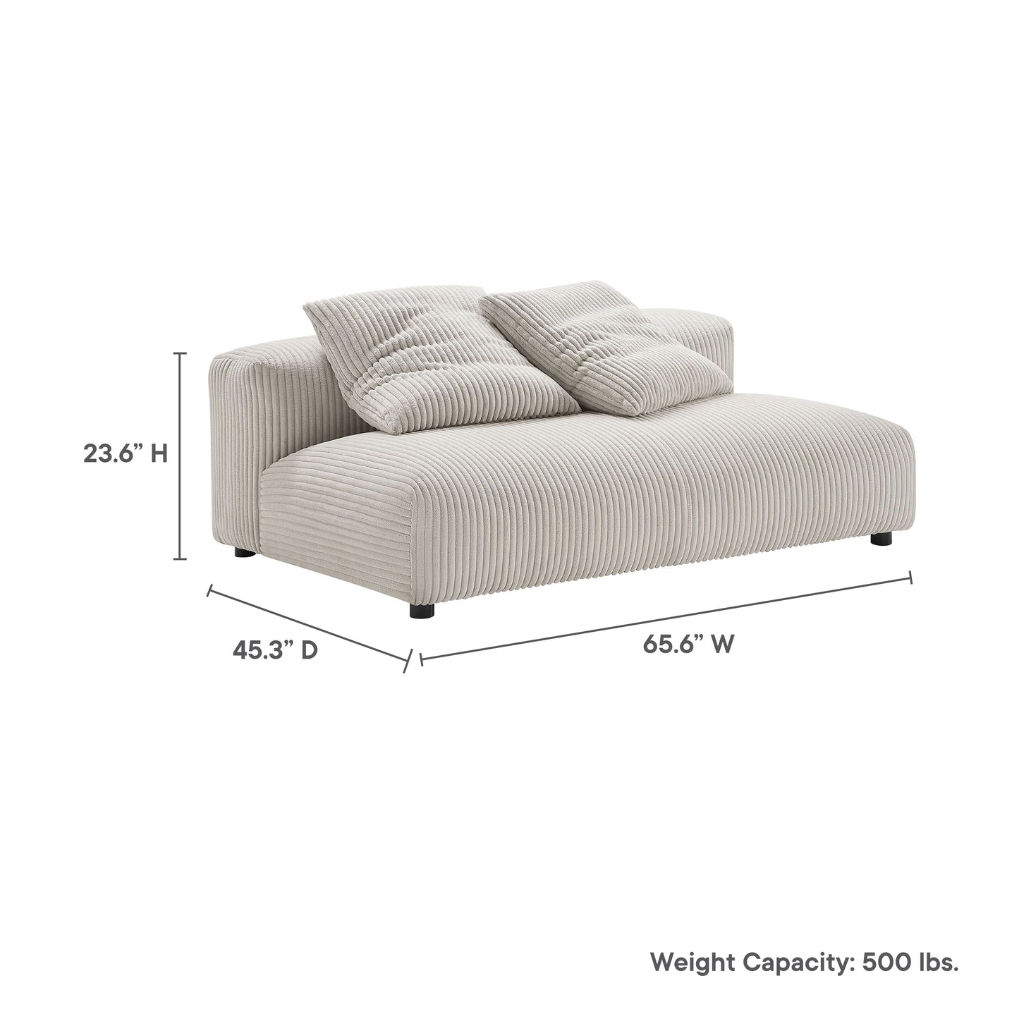 Solace Modular Corduroy Upholstered Armless Loveseat by Modway