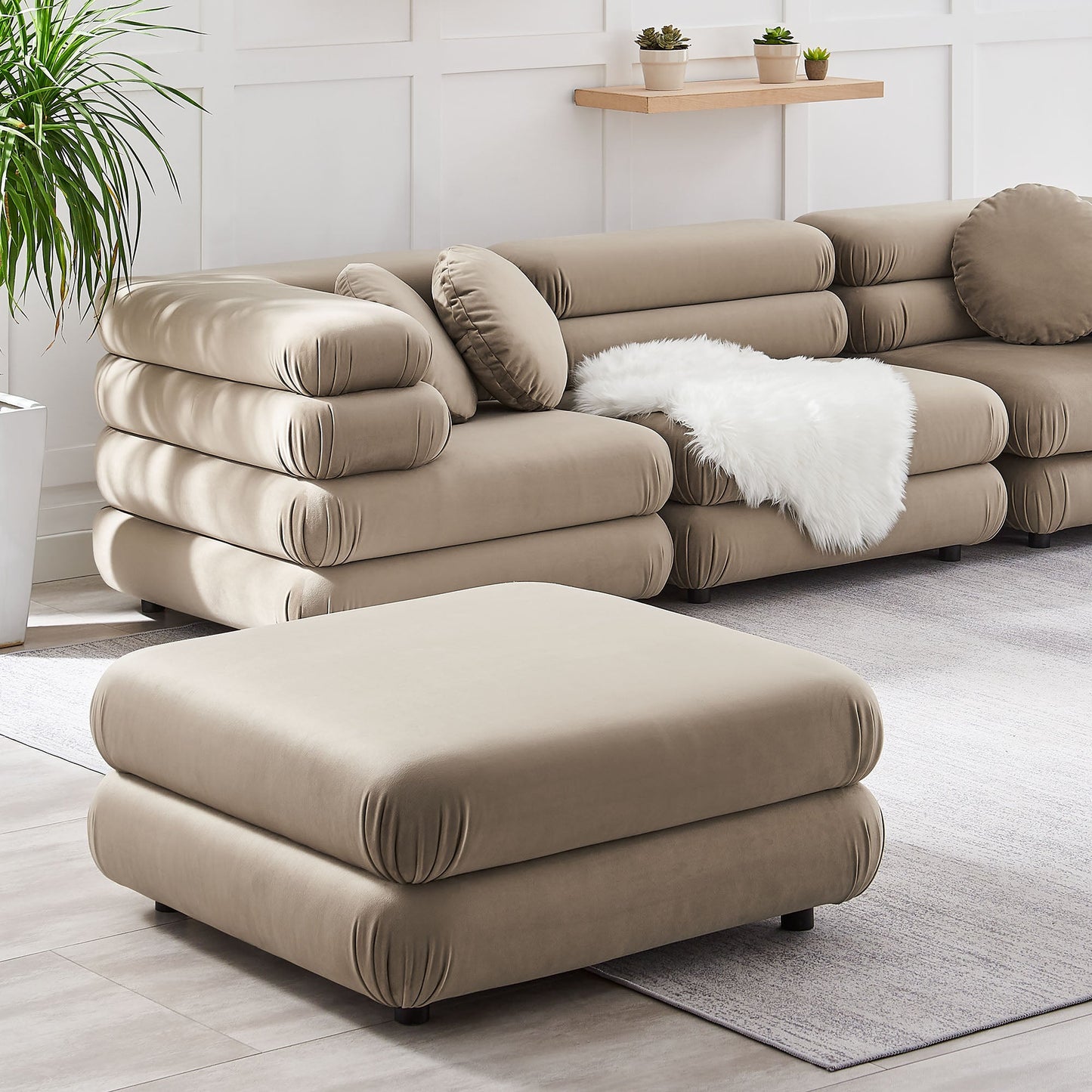 Jubilee Modular Performance Velvet Ottoman by Modway