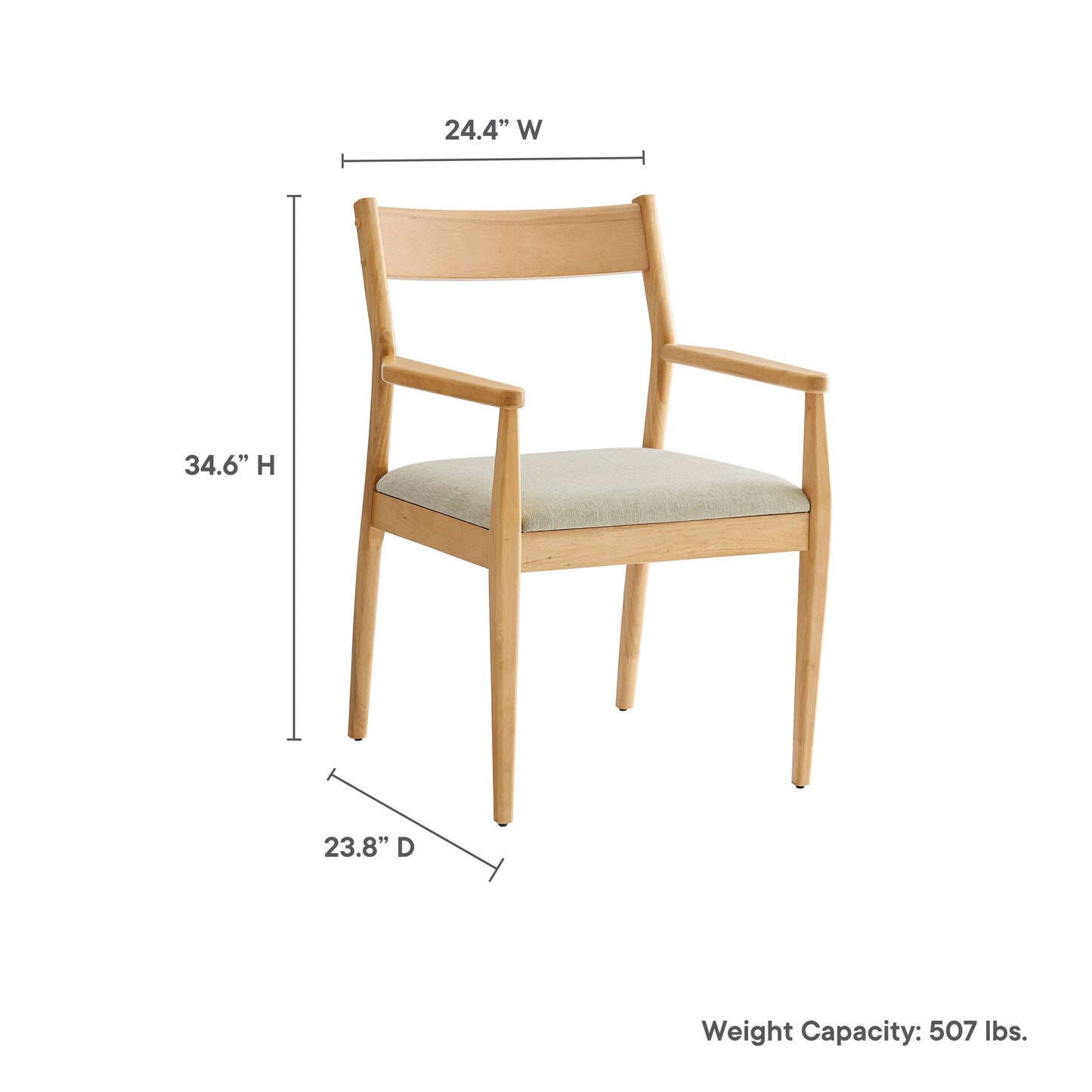 Solara 7-Piece Wood Dining Set with Fabric Upholstered Armchairs by Modway