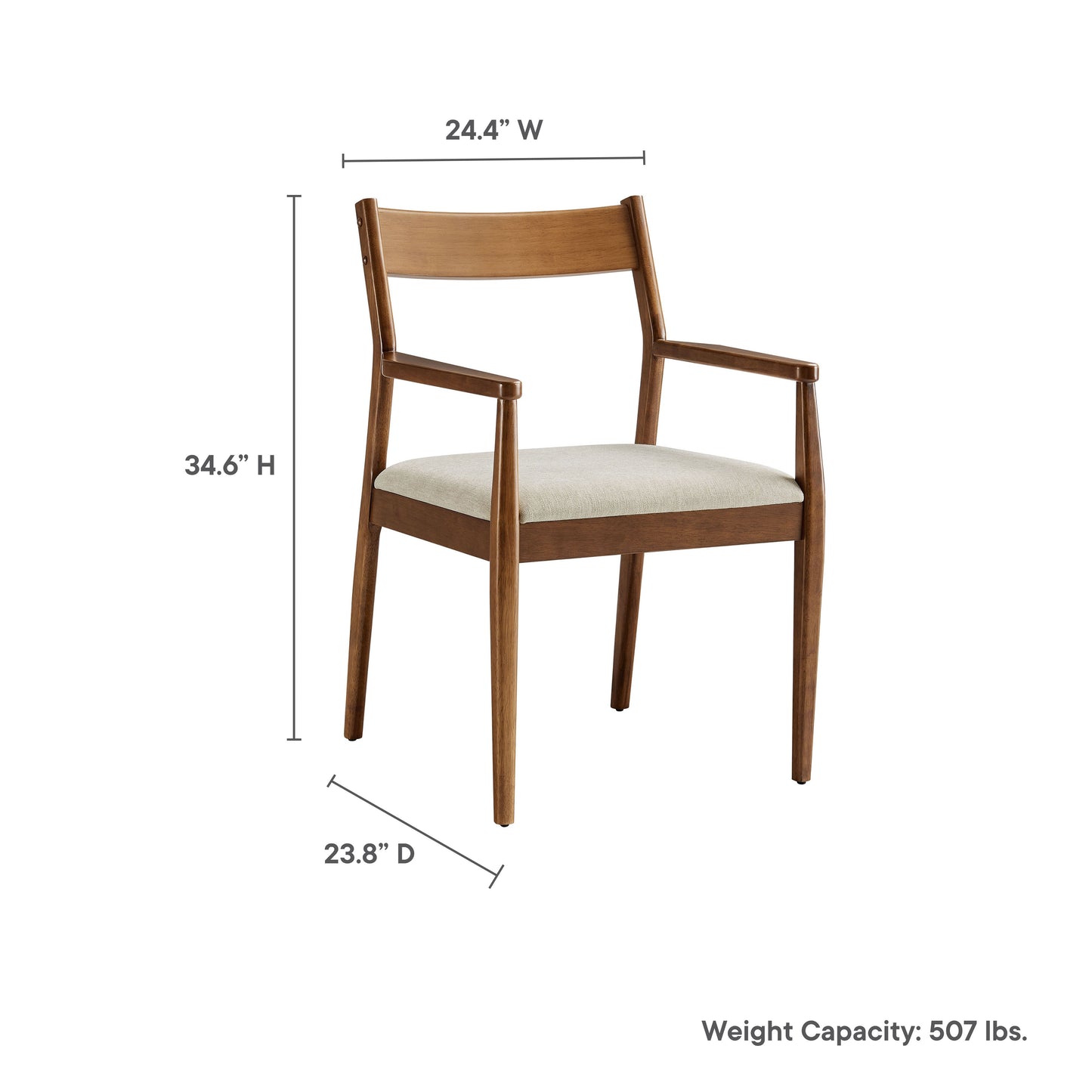 Solara Fabric Wood Dining Armchairs Set of 2 by Modway