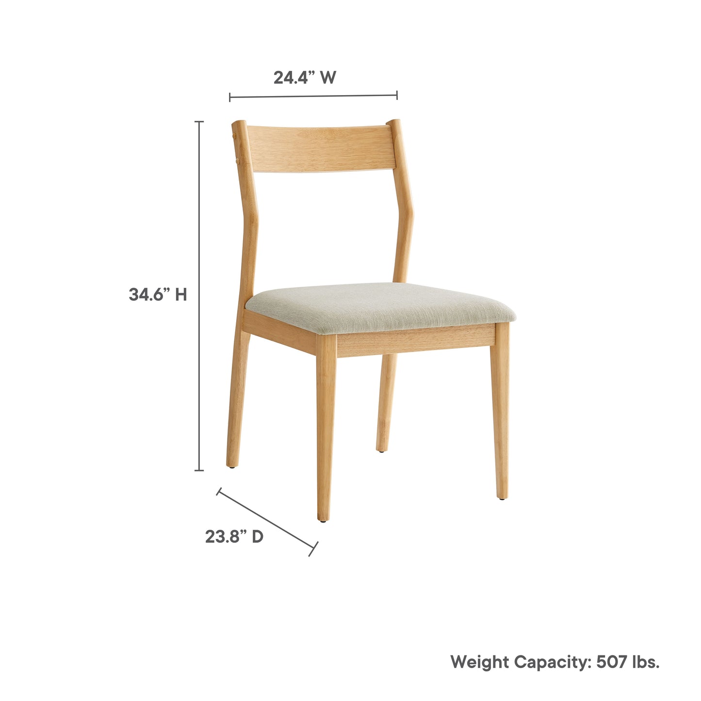 Solara Fabric Wood Dining Side Chairs Set of 2 by Modway