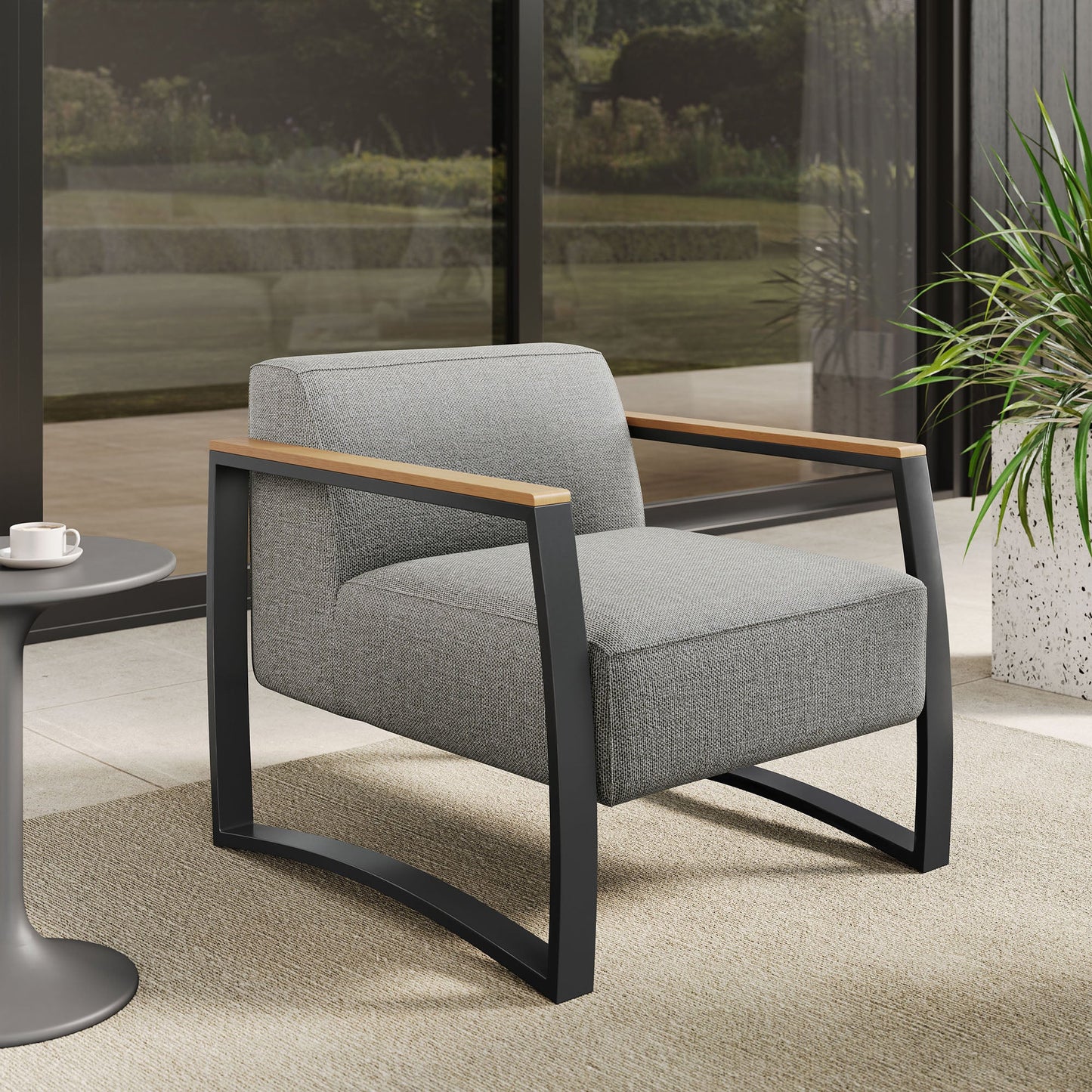Sauve Outdoor Patio Aluminum and Fabric Armchair by Modway