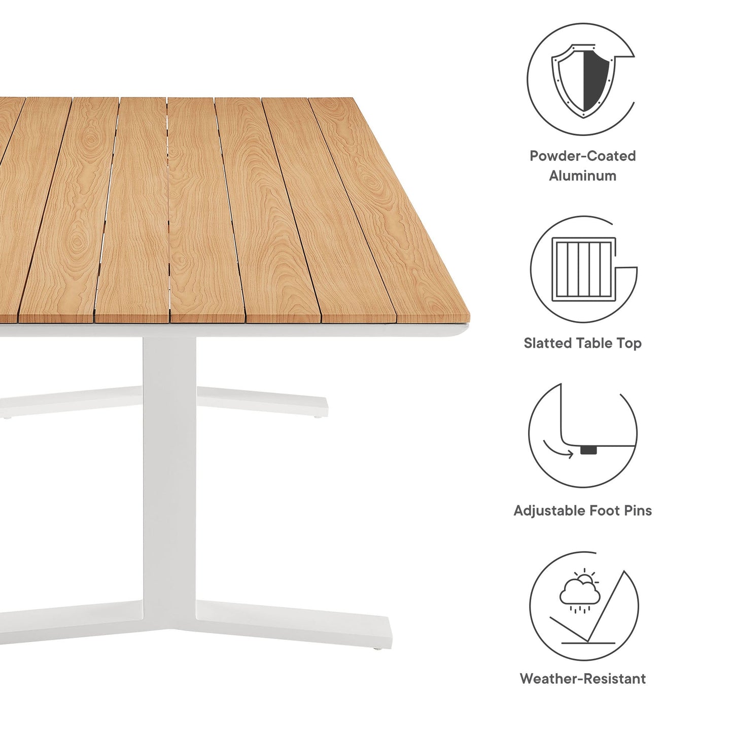 Gavelston 91" Outdoor Patio Aluminum Dining Table by Modway