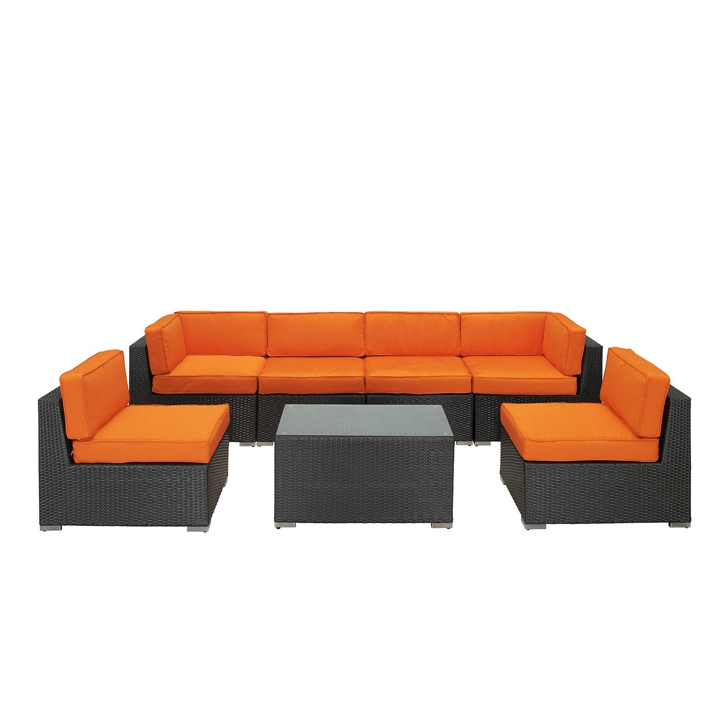 Aero 7 Piece Outdoor Sectional Set in Espresso Orange