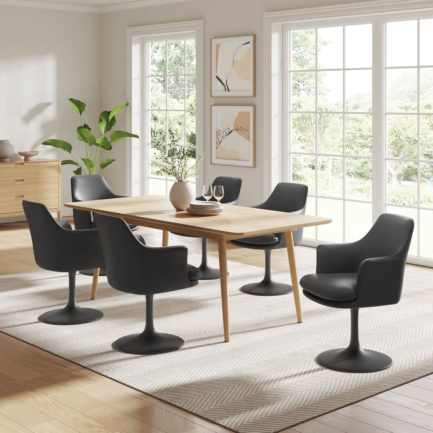 Lippa Vegan Leather Swivel Dining Armchair by Modway
