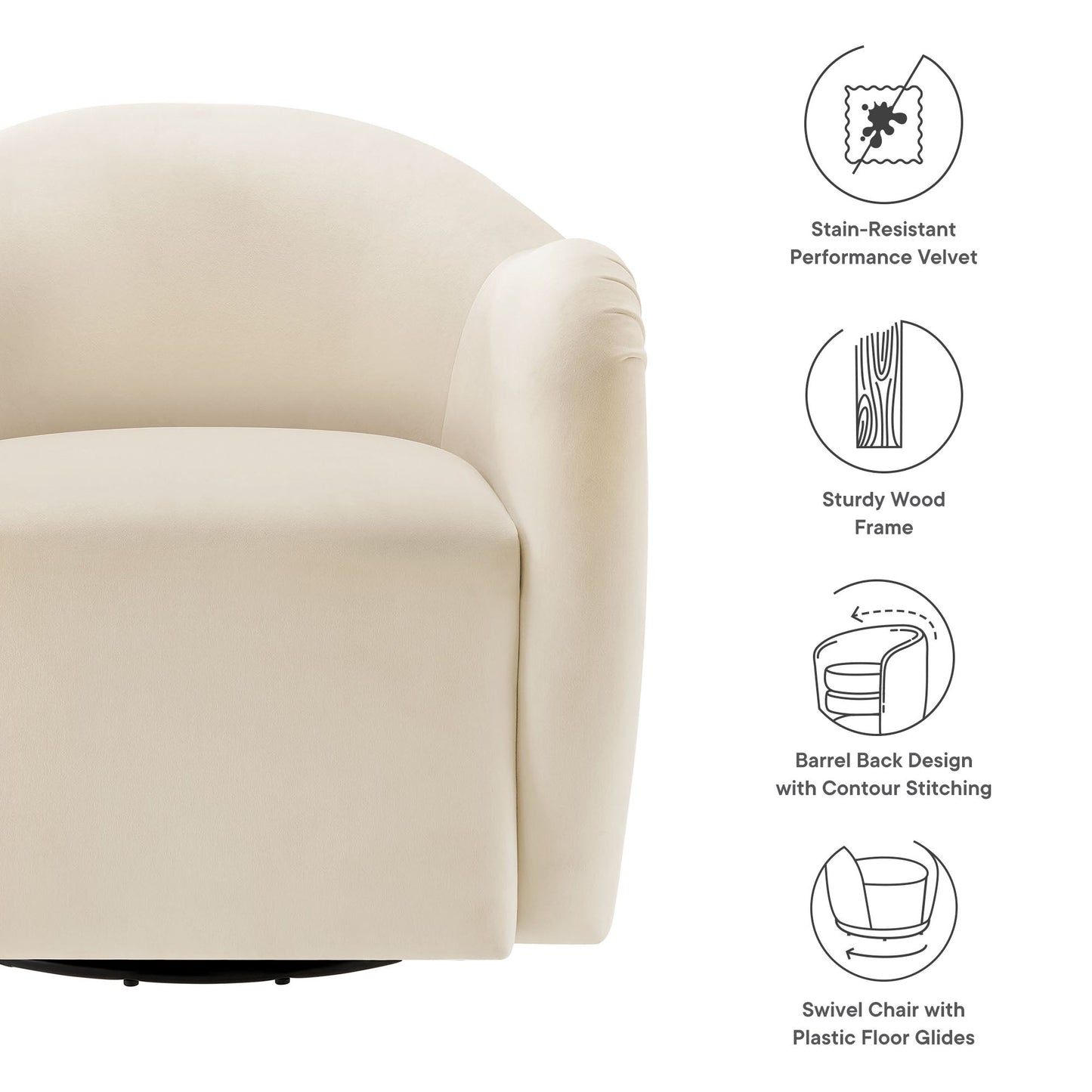 Compose Performance Velvet Swivel Armchair by Modway