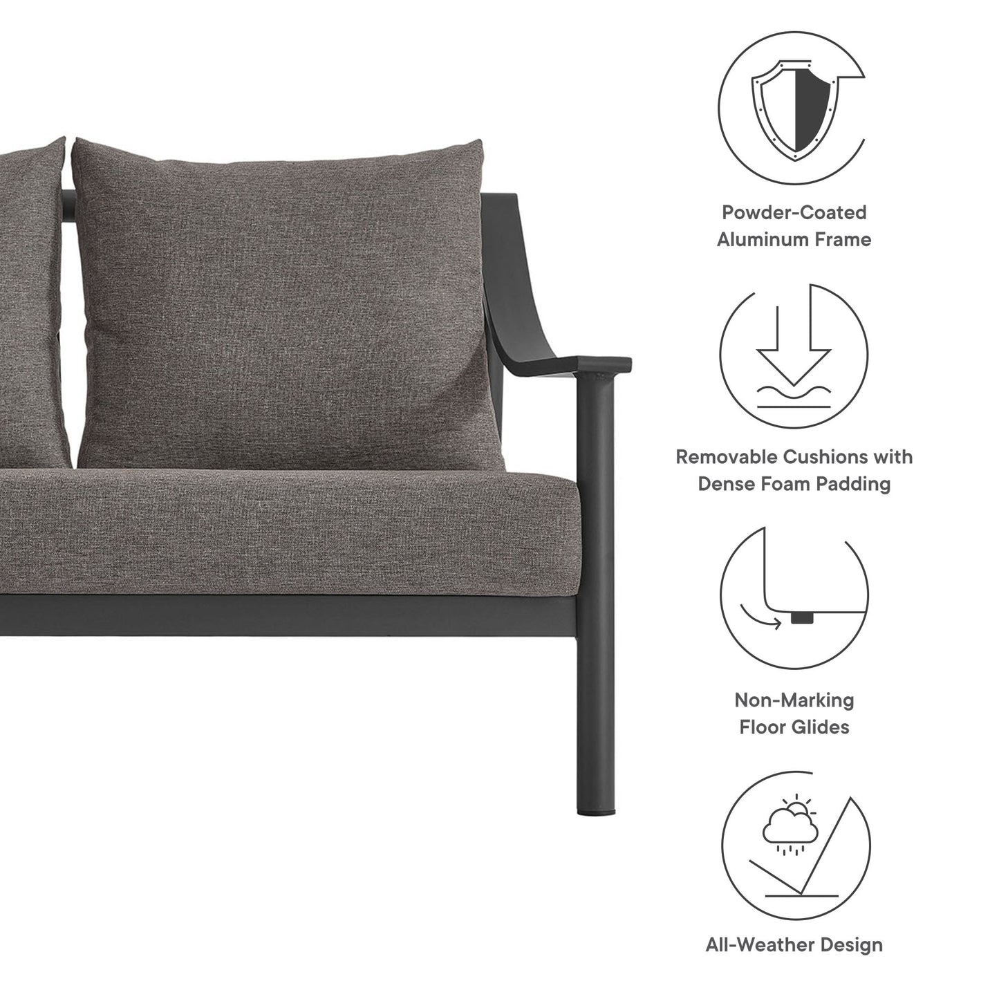 Terrace Outdoor Patio Aluminum Sofa by Modway