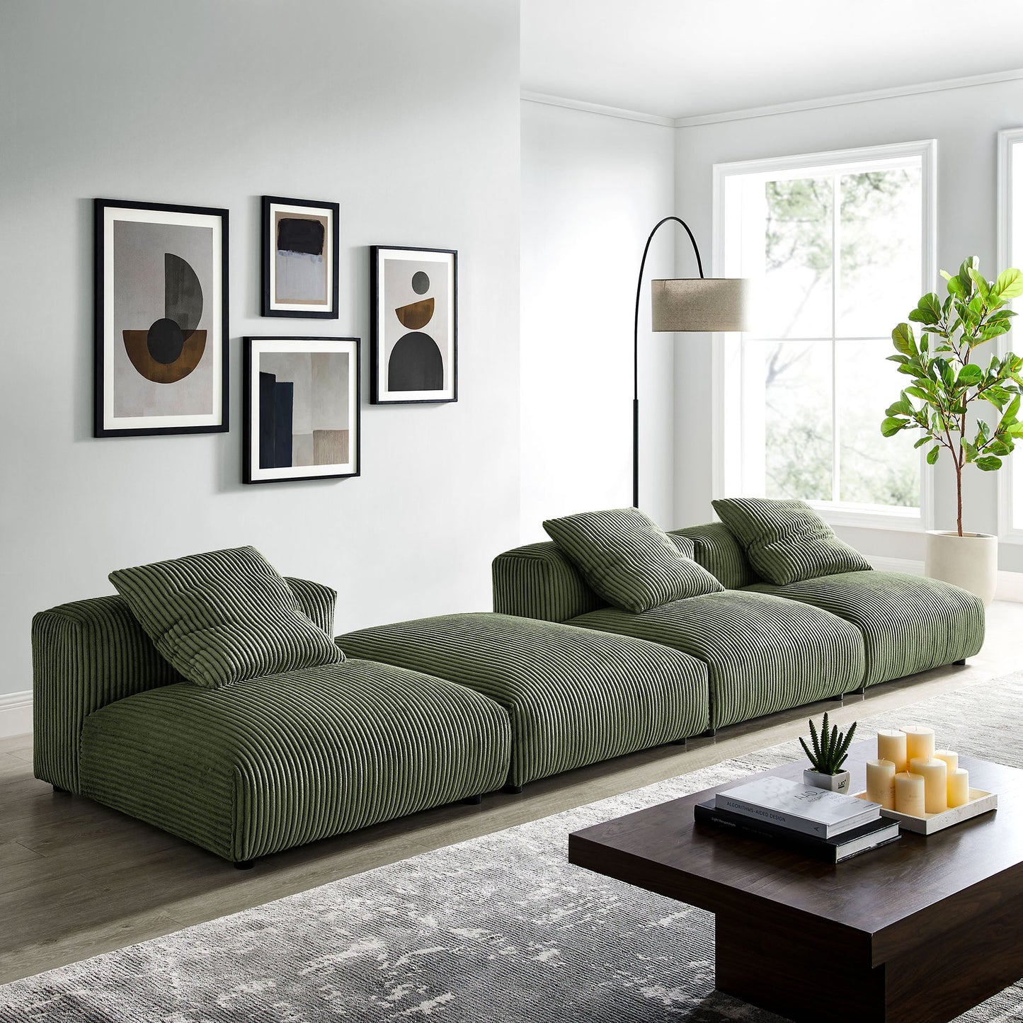 Solace 4-Piece Modular Corduroy Upholstered Sectional Sofa by Modway