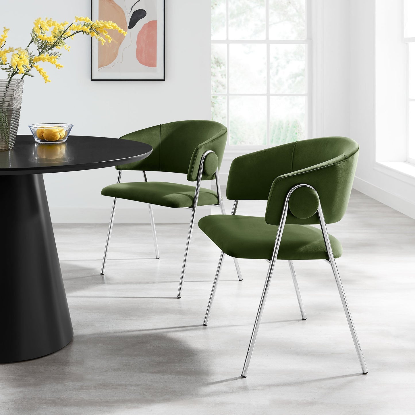 Nella Upholstered Performance Velvet Dining Chair Set of 2 by Modway