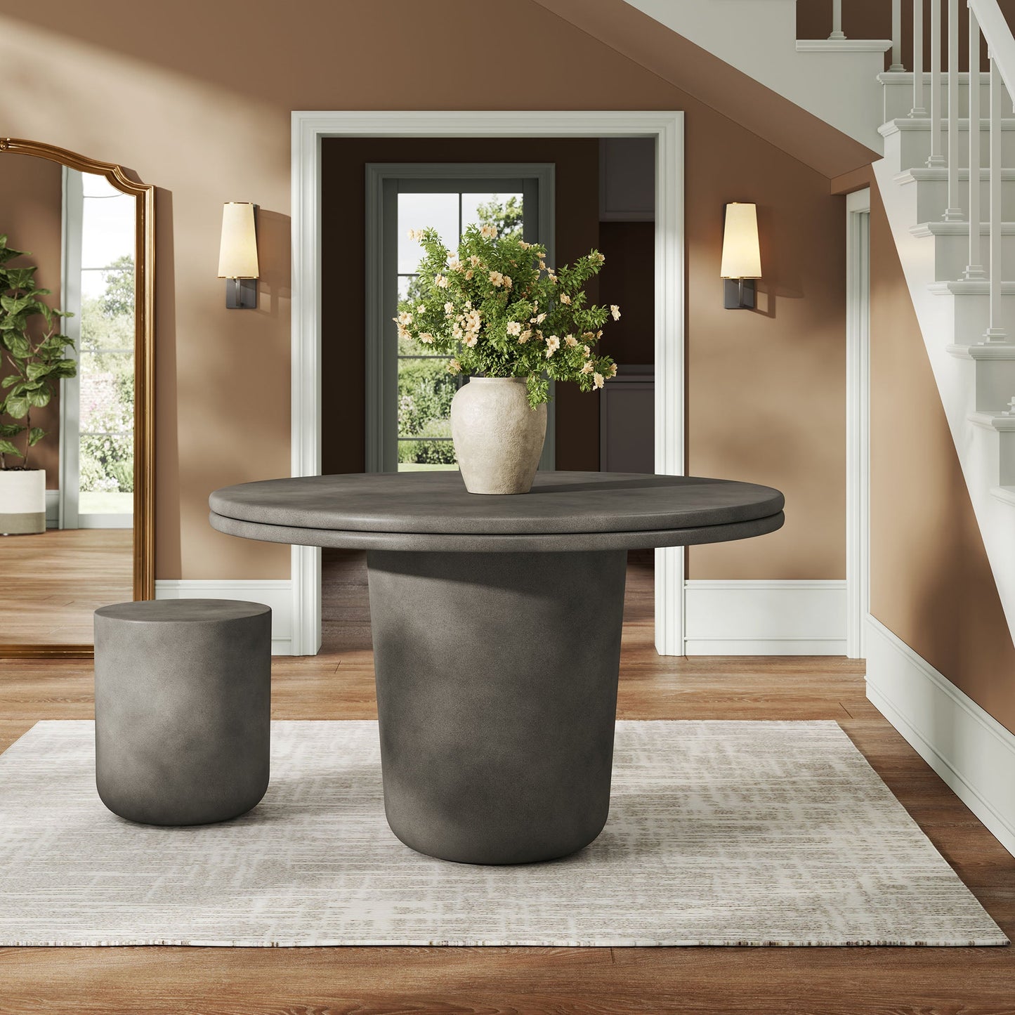 Brion 48" Indoor - Outdoor Patio Concrete Round Dining Table by Modway