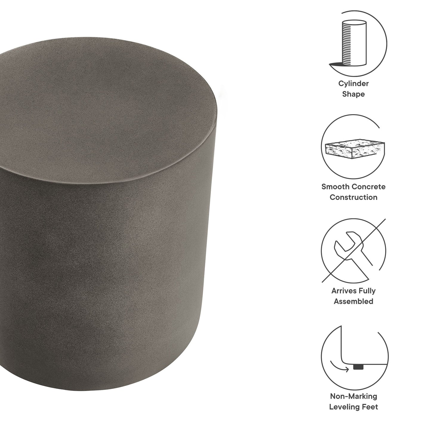 Brion Indoor - Outdoor Patio Concrete Stool by Modway