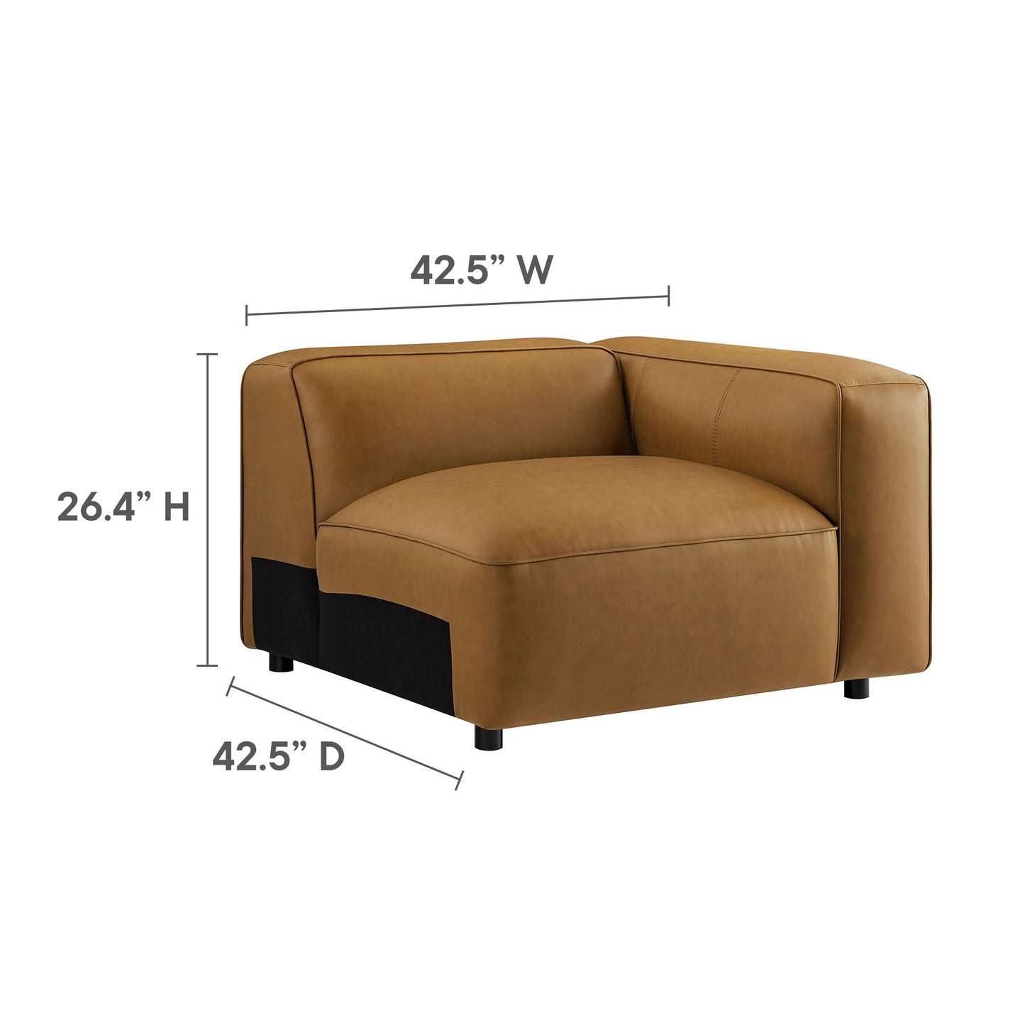 Auren 3-Piece Upholstered Vegan Leather Modular Loveseat with Ottoman by Modway