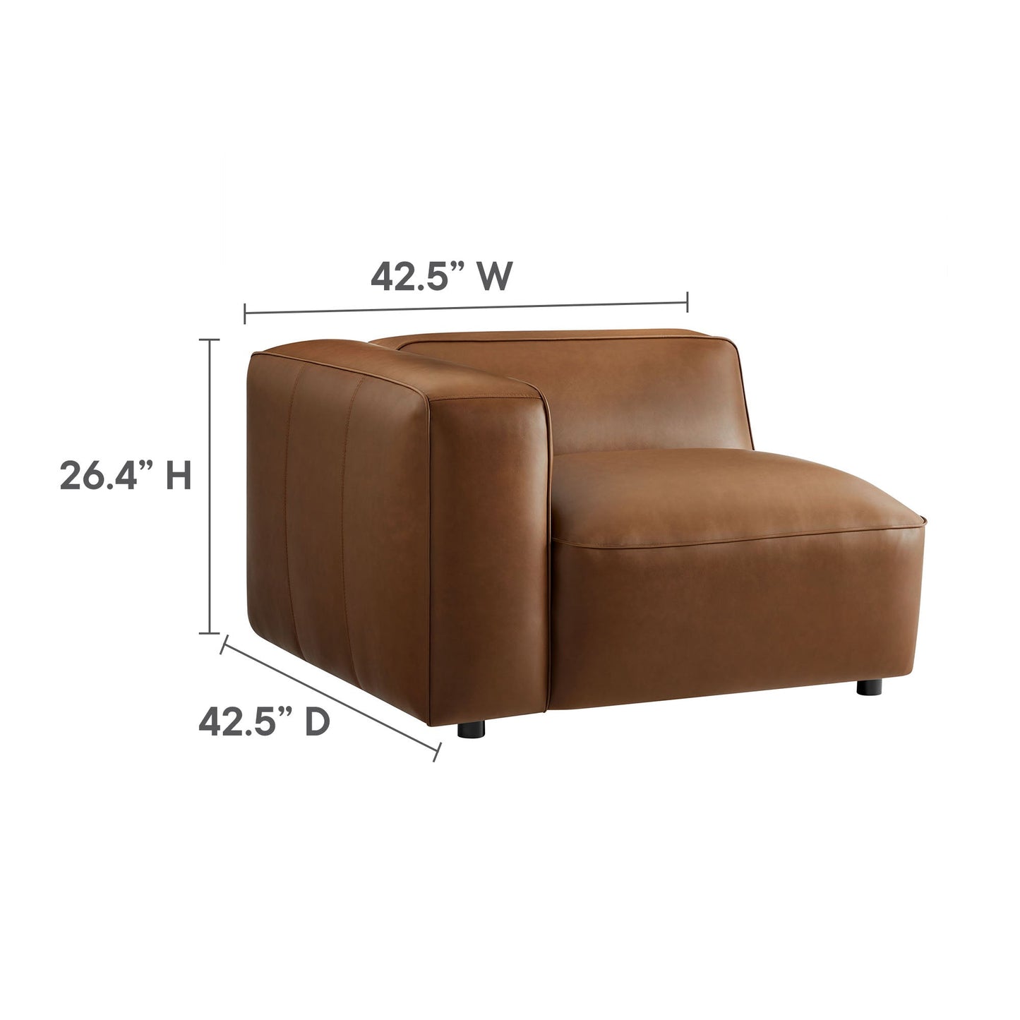 Auren 3-Piece Upholstered Vegan Leather Modular Loveseat with Ottoman by Modway