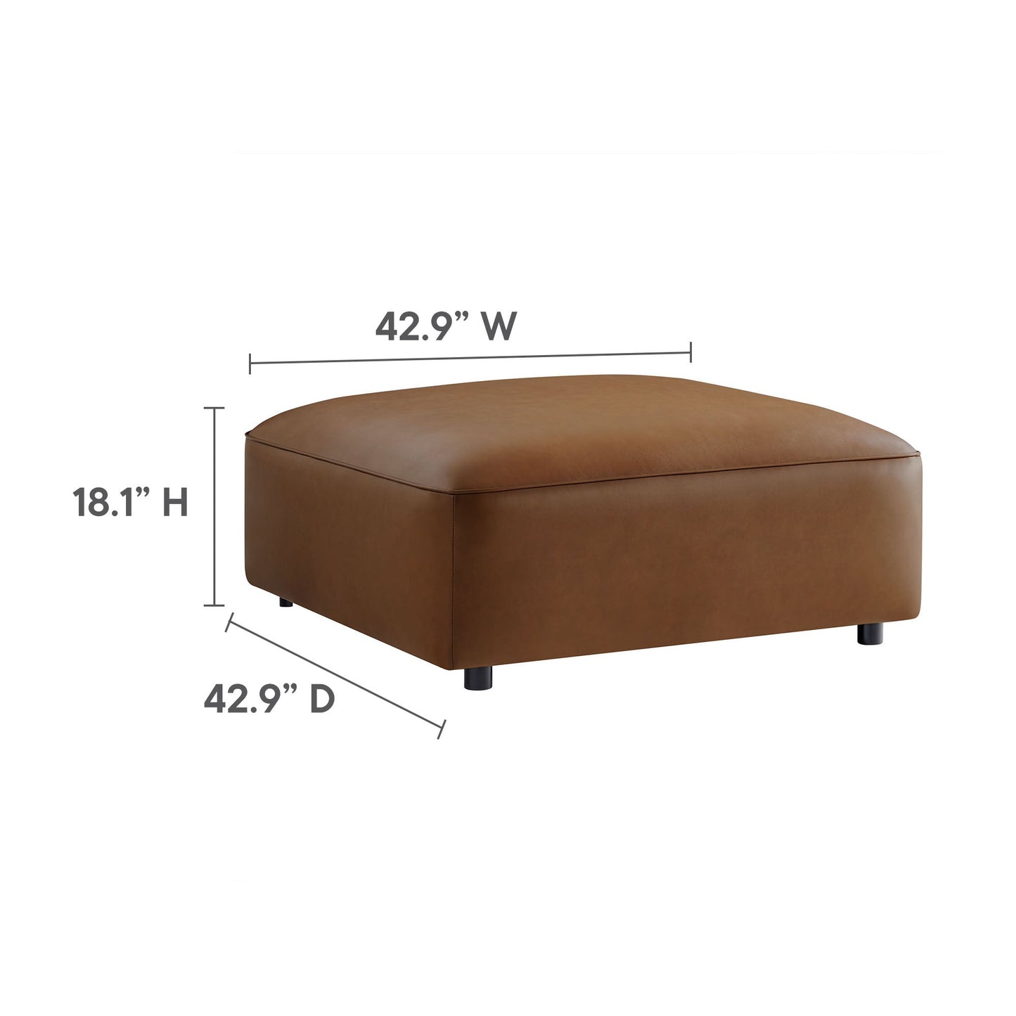 Auren 3-Piece Upholstered Vegan Leather Modular Loveseat with Ottoman by Modway