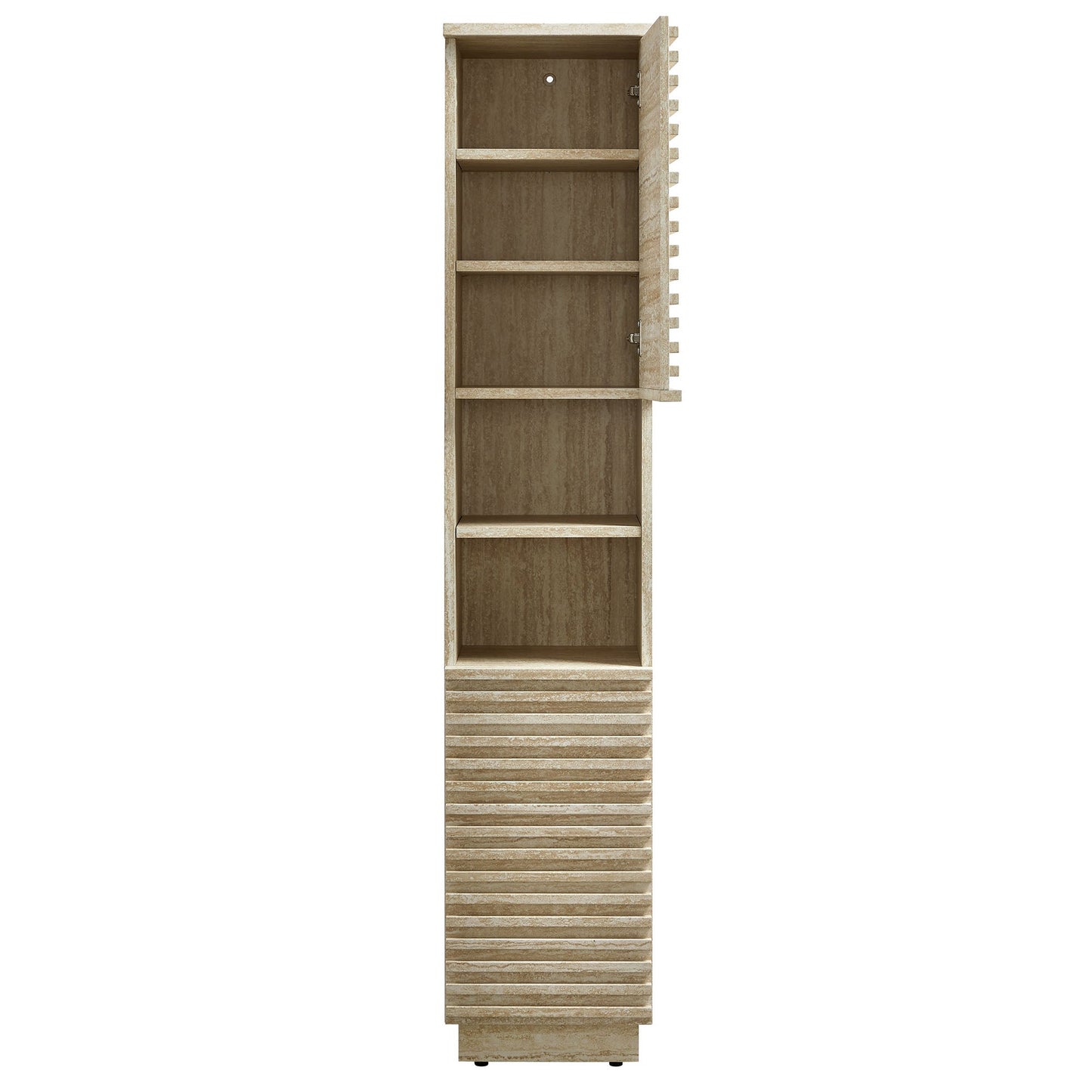 Render Tall Narrow Faux Travertine Linen Storage Cabinet by Modway