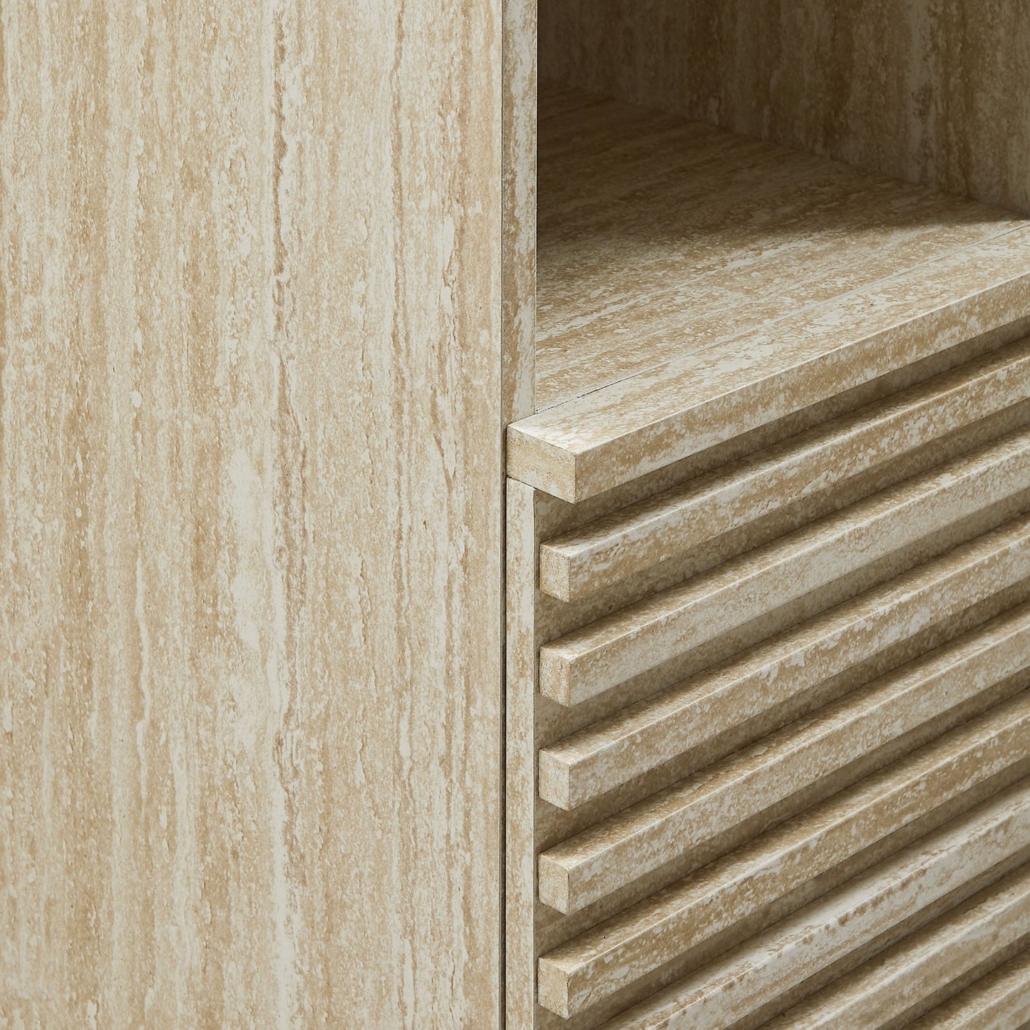 Render Tall Narrow Faux Travertine Linen Storage Cabinet by Modway