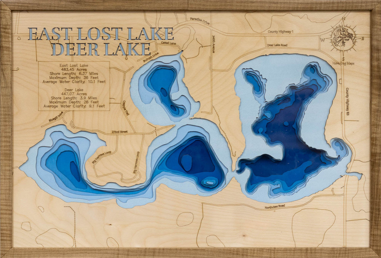 East Lost Lake and Deer Lake in Otter Tail County, Minnesota