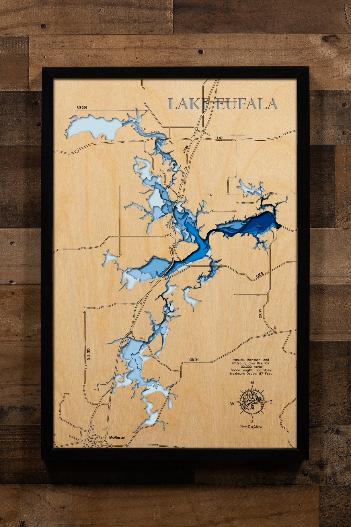 Lake Eufaula in McIntosh and Pittsburg Counties, Oklahoma