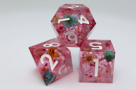 Sharp Edge Resin RPG Dice Set - Floral Wind