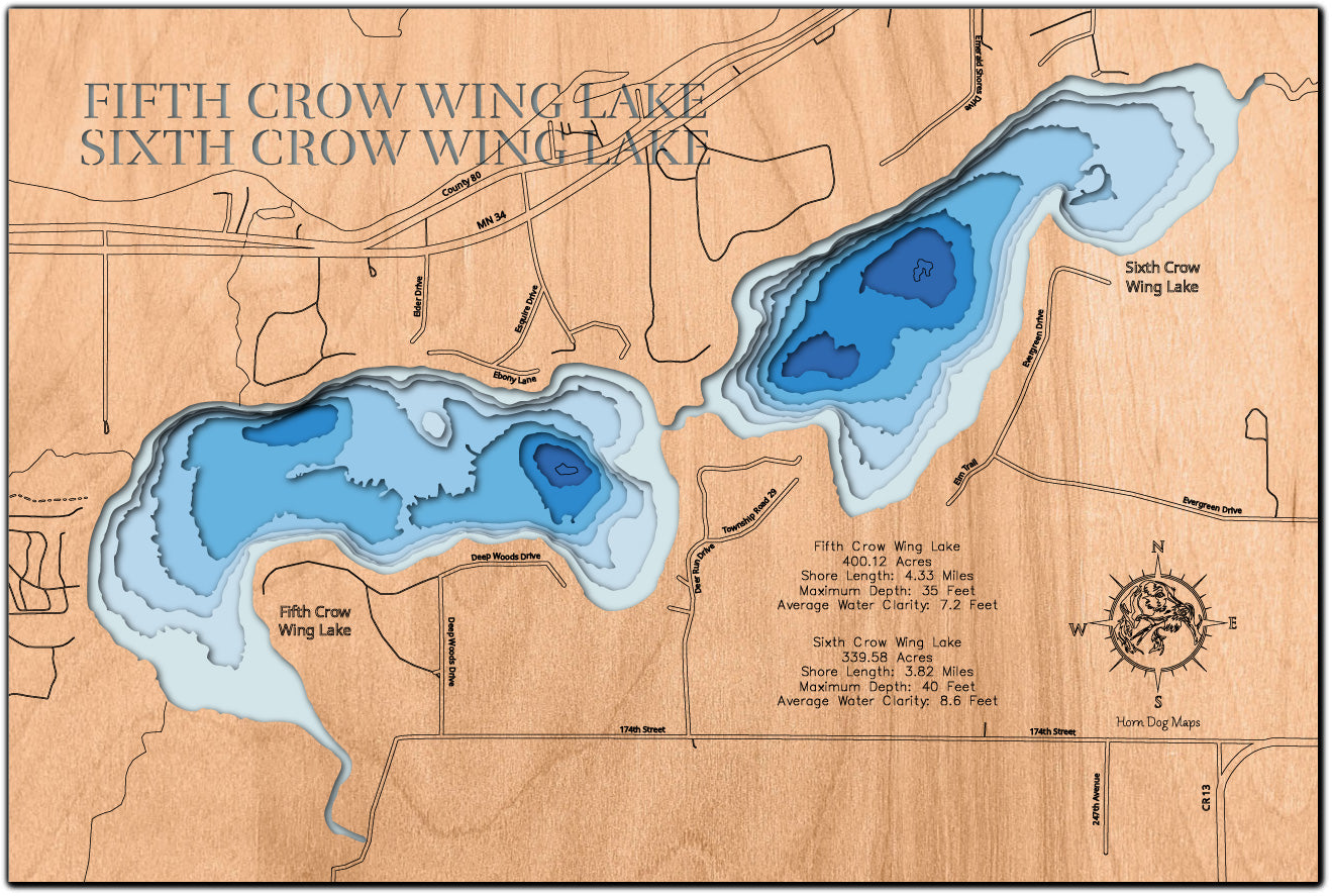Fifth Crow Wing Lake and Sixth Crow Wing Lake in Hubbard County, Minnesota