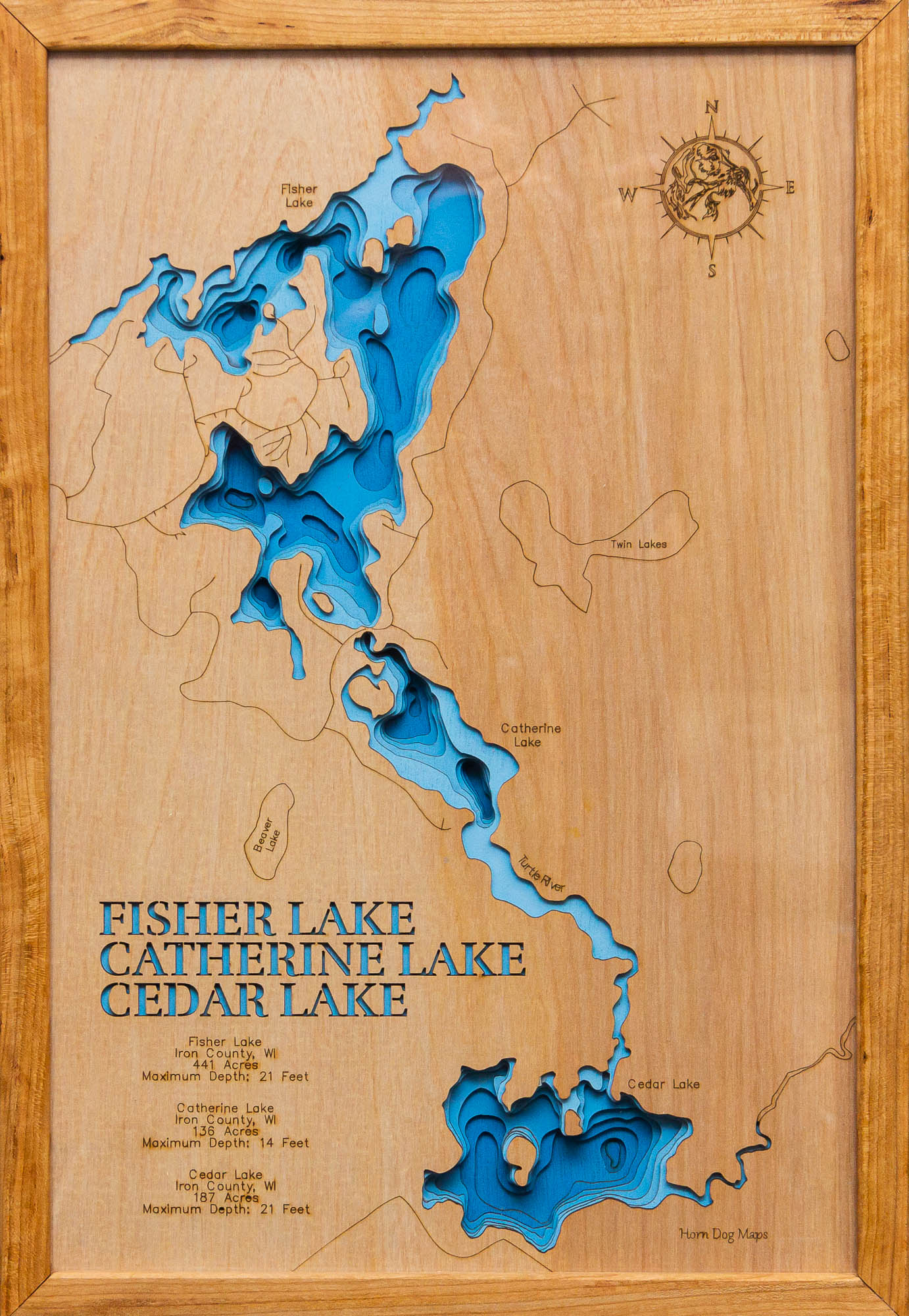 Fisher, Catherine, and Cedar (Iron)Fisher, Catherine, and Cedar Lakes in Iron County, Wisconsin