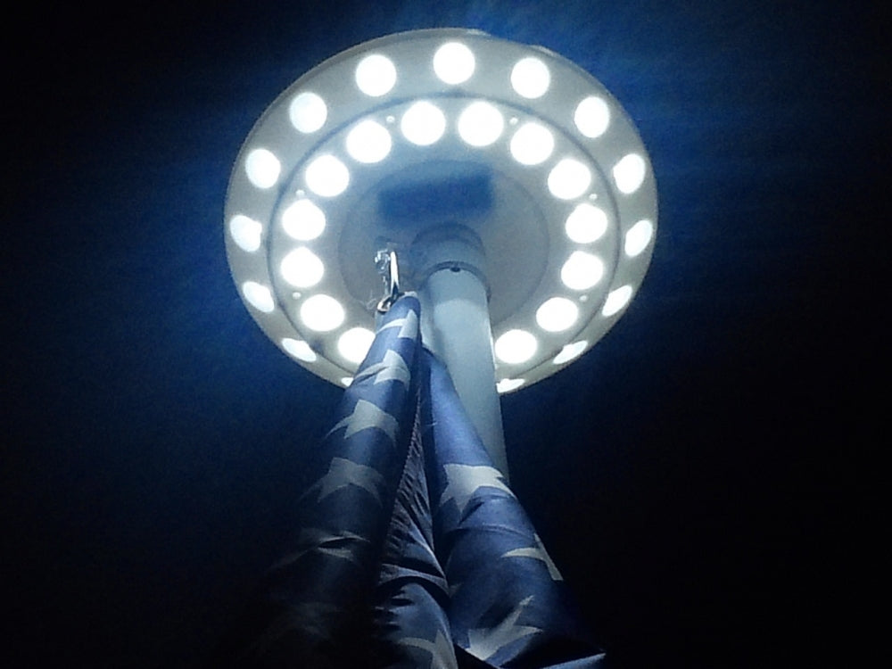 Double Row Solar Flagpole Top Light | 40 LED Automatic Flag Illumination