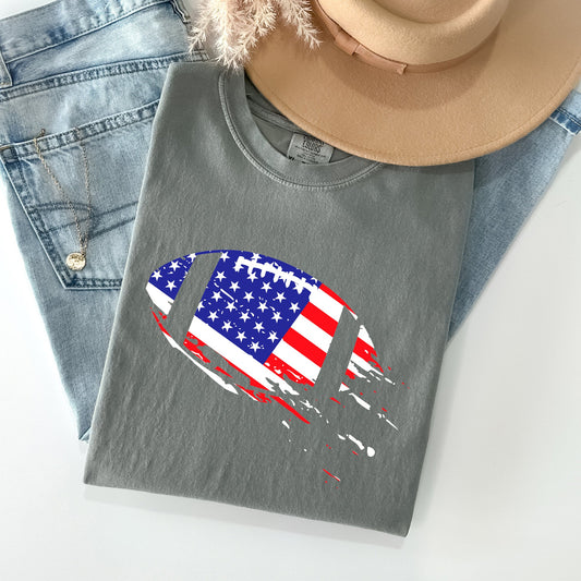 Patriotic American Flag Emblem For Football And Sports Fans Everywhere Comfort Colors Tee