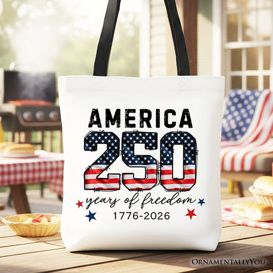 America 250 Years of Freedom Tote Bag, Patriotic USA Anniversary 1776 Gift Shopper