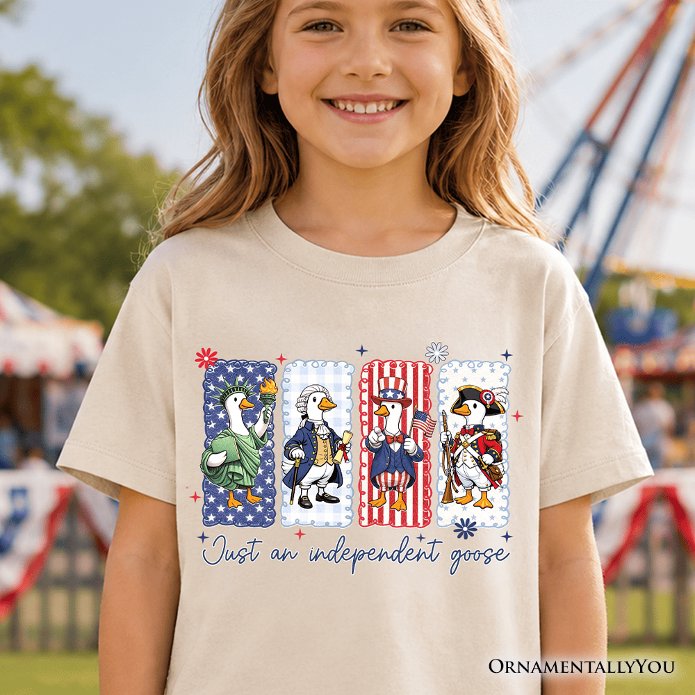 Kids Just An Independent Goose Patriotic T-Shirt, Funny Youth 4th of July Tee