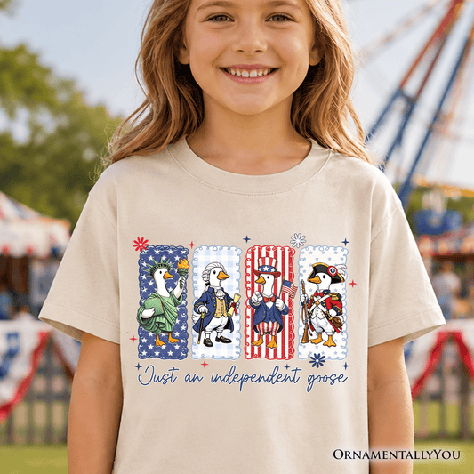 Kids Just An Independent Goose Patriotic T-Shirt, Funny Youth 4th of July Tee