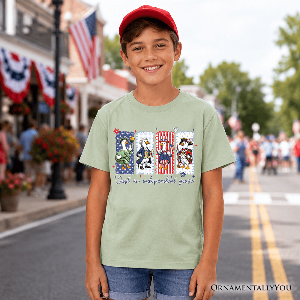 Kids Just An Independent Goose Patriotic T-Shirt, Funny Youth 4th of July Tee