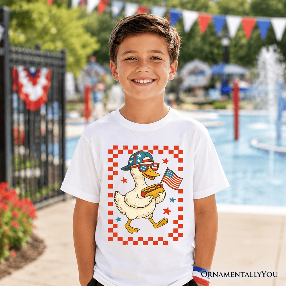 Kids 4th of July Patriotic Duck T-Shirt, Funny Youth Independence Day Tee