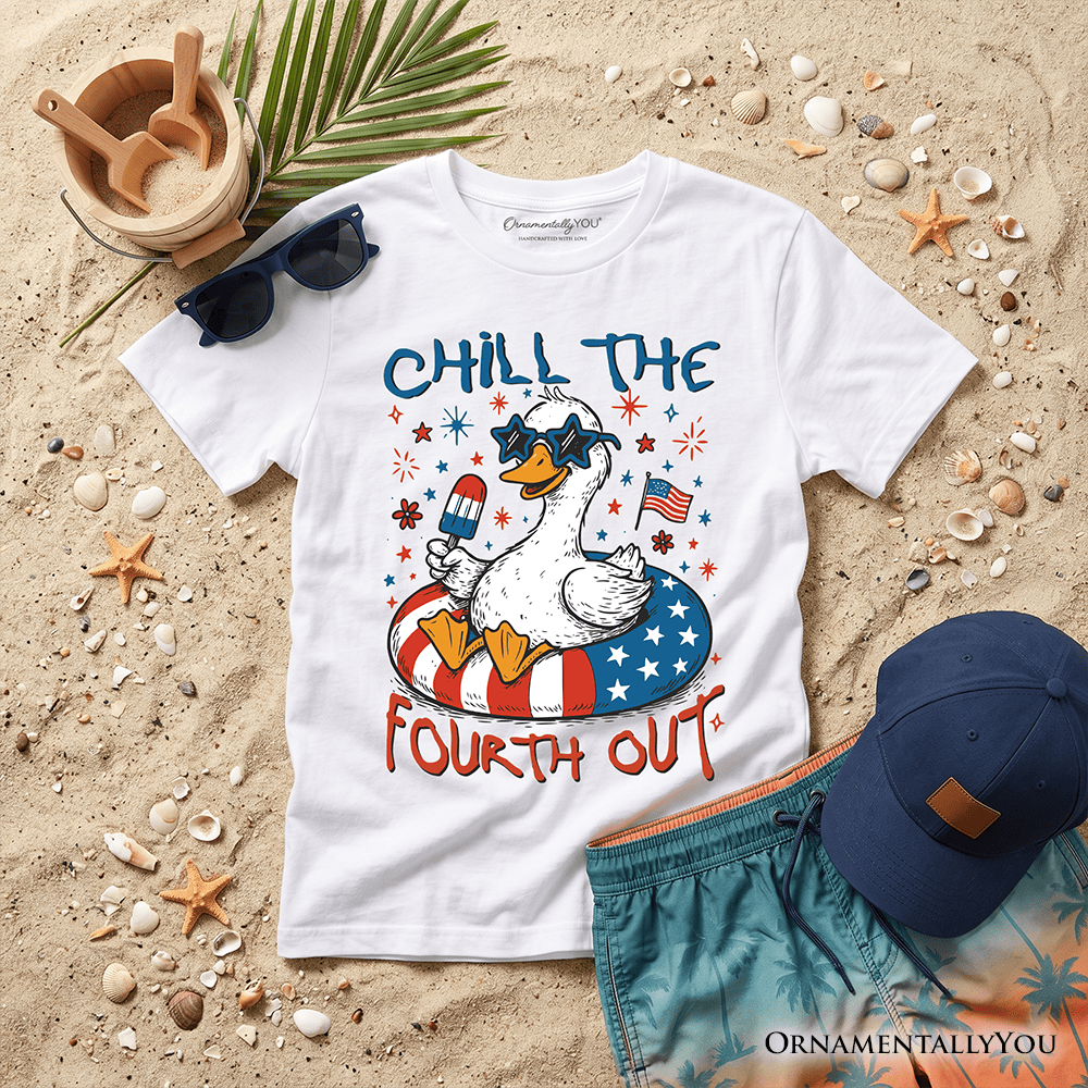 Kids Chill The Fourth Out Goose T-Shirt, Funny Youth Patriotic 4th of July Tee