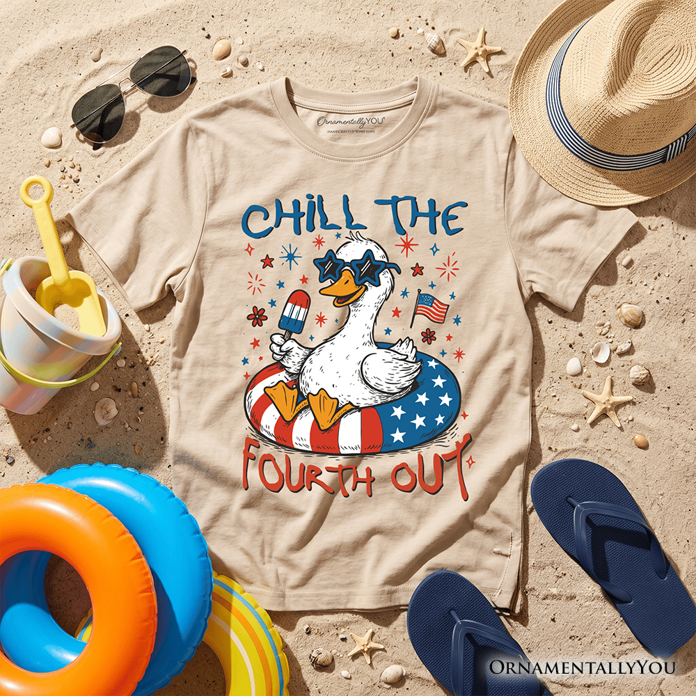 Kids Chill The Fourth Out Goose T-Shirt, Funny Youth Patriotic 4th of July Tee