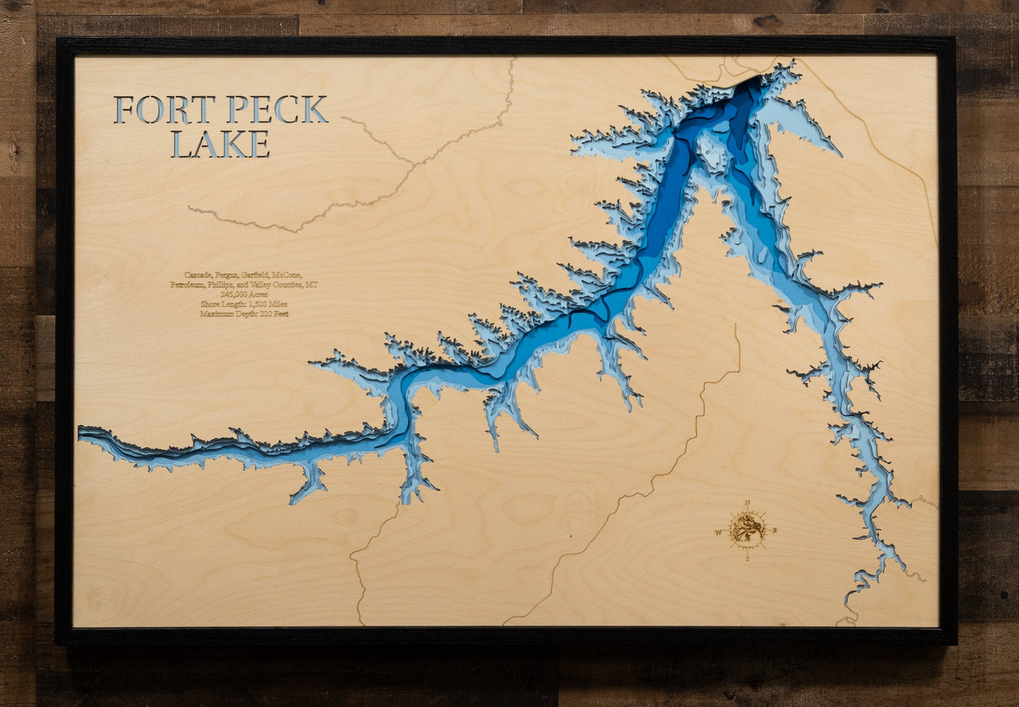 Fort Peck Lake in Cascade, Fergus, Garfield, McCone, Petroleum, Phillips, and Valley Counties, Montana