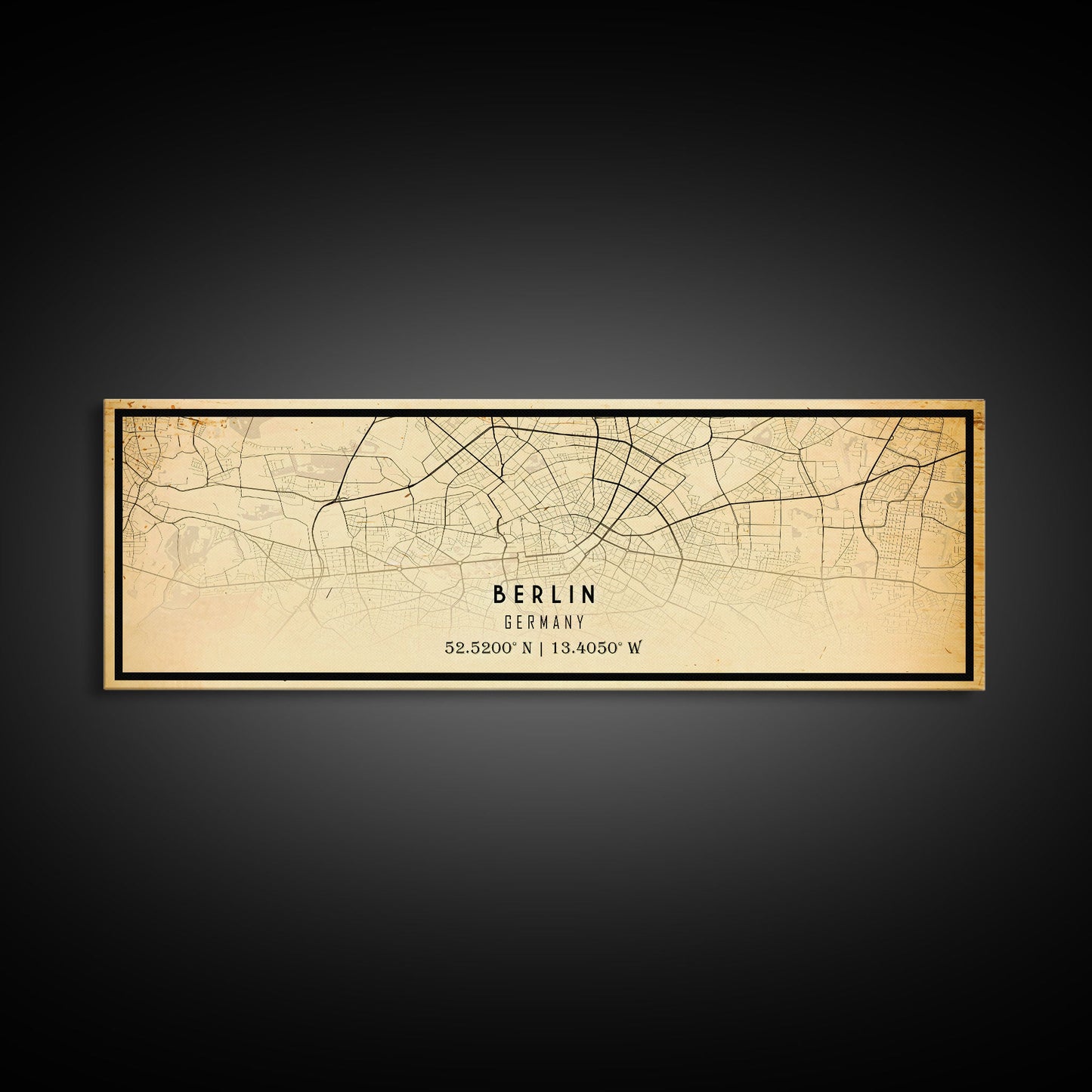 Panoramic Vintage Berlin Germany map print poster or framed canvas, map print poster canvas, Berlin city map print poster canvas, Travel Art