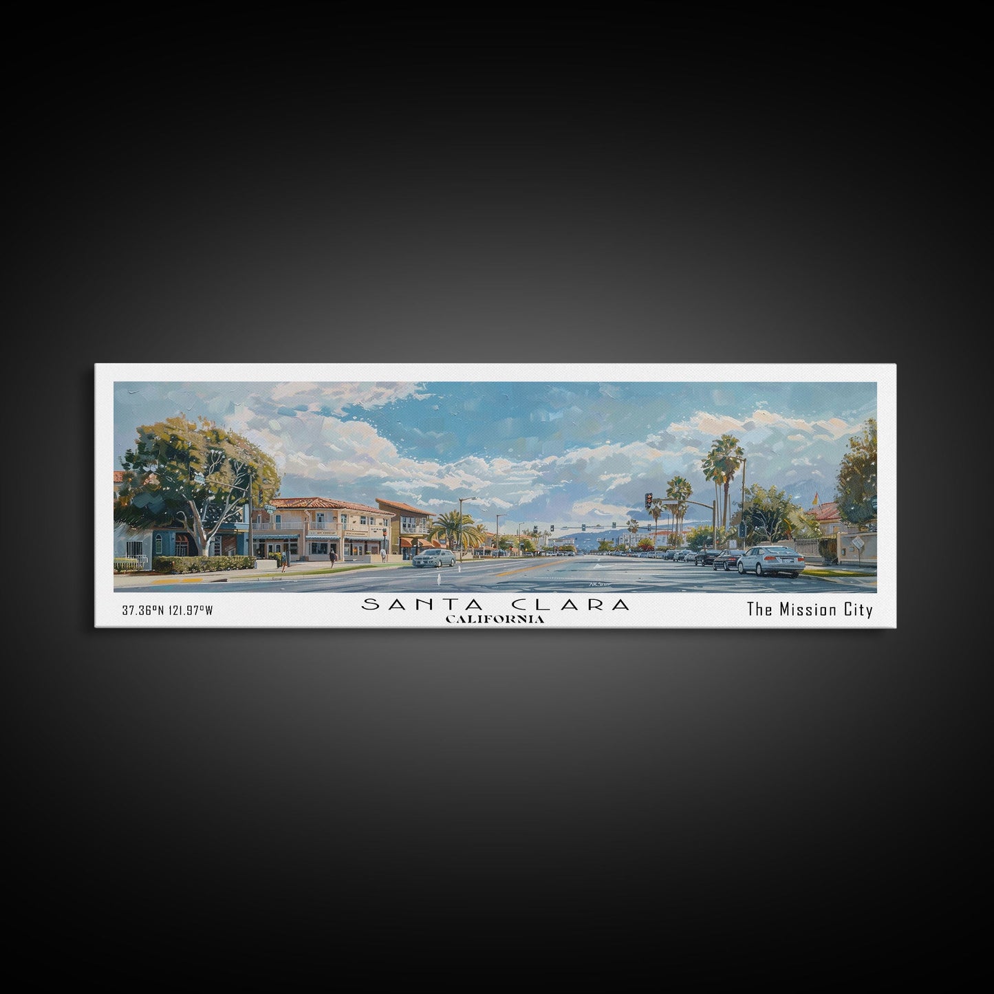 Santa Clara California Panoramic Print, Creative Framed Canvas Print, City Travel Poster, Home Decoration, Wall Art, Office Gift