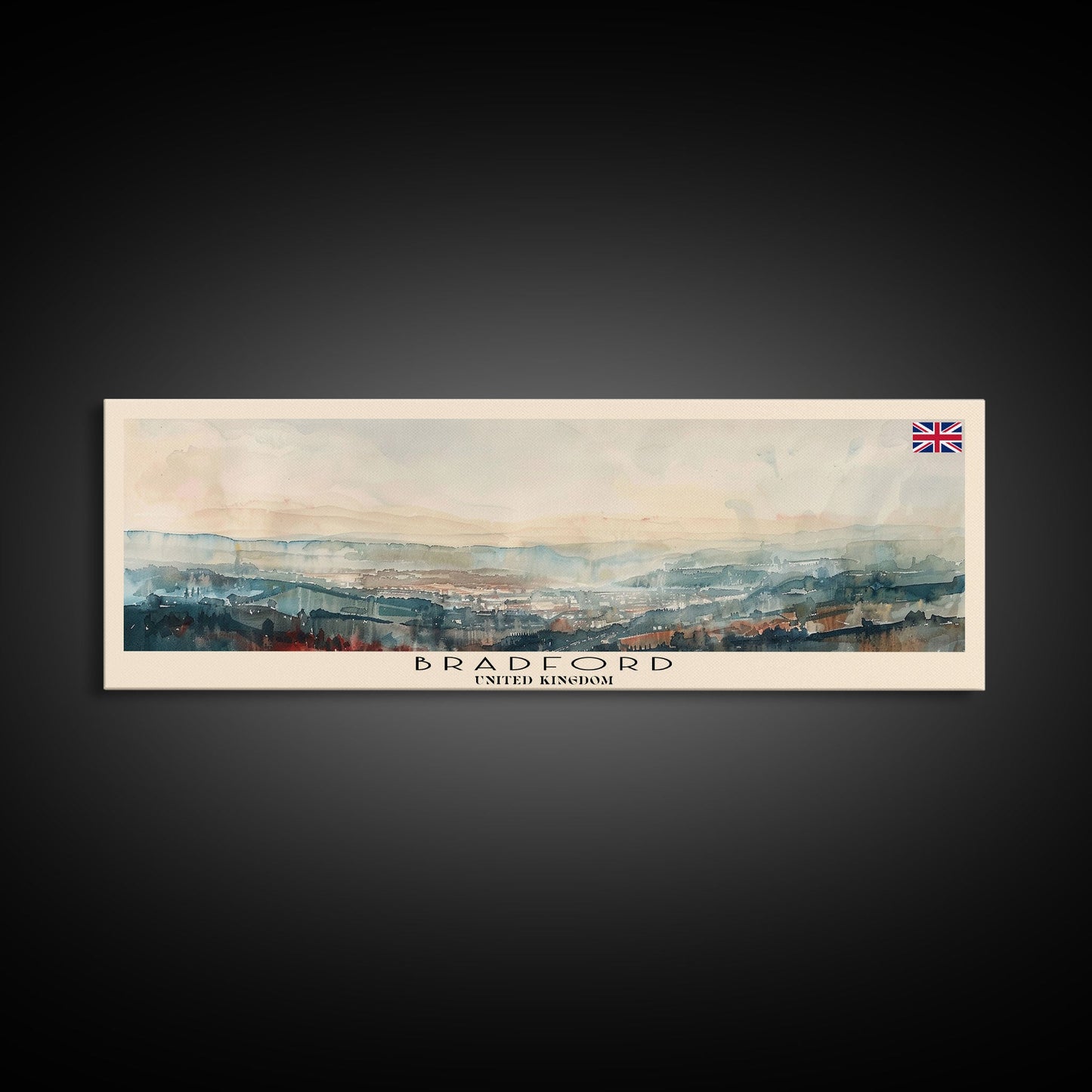 Bradford United Kingdom Travel Print Wall Art, Panoramic City Art, Travel Art, Wall Decor, Vacation Gift, Framed Canvas Print Or Metal Art