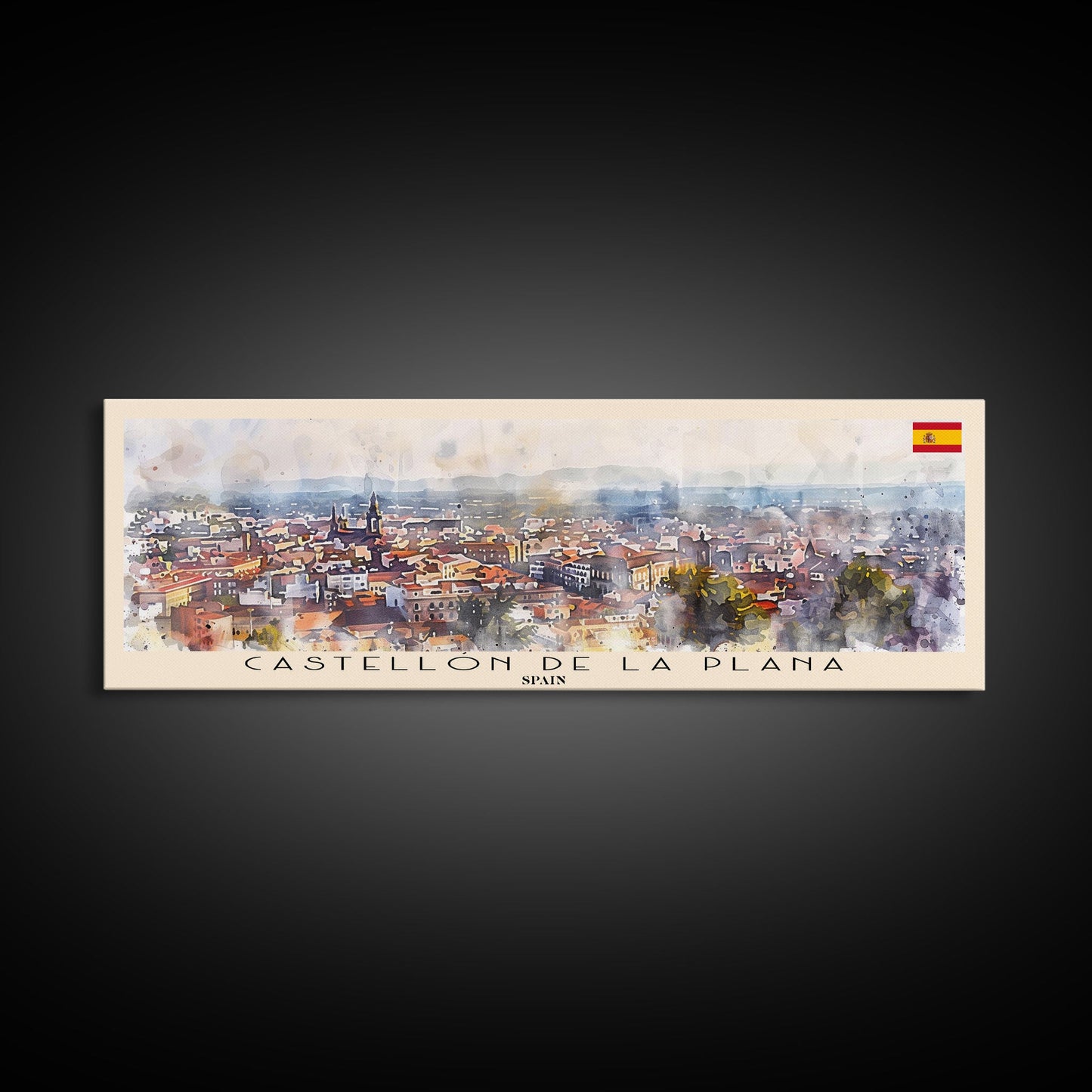Castellon de la Plana Spain Wall Art, Panoramic Travel Poster, Panoramic Framed Canvas Print, City Wall Art, Wall Hanging Home Decor, Travel Art