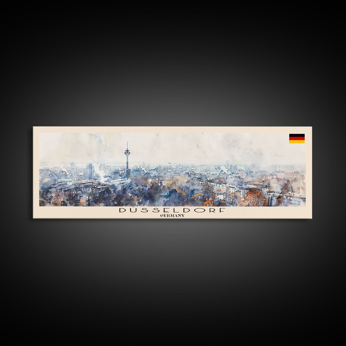 Dusseldorf Germany Travel Art, City Art, Framed Canvas Print or Metal Wall Art, Europe Travel Poster, Panoramic Wall Art, Extra Wide Wall Art