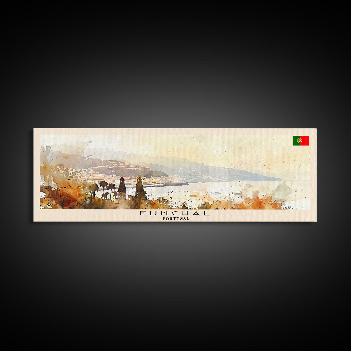 Funchal Portugal Travel Print Wall Art, Panoramic City Art, Travel Art, Wall Decor, Vacation Gift, Framed Canvas Print Or Metal Art
