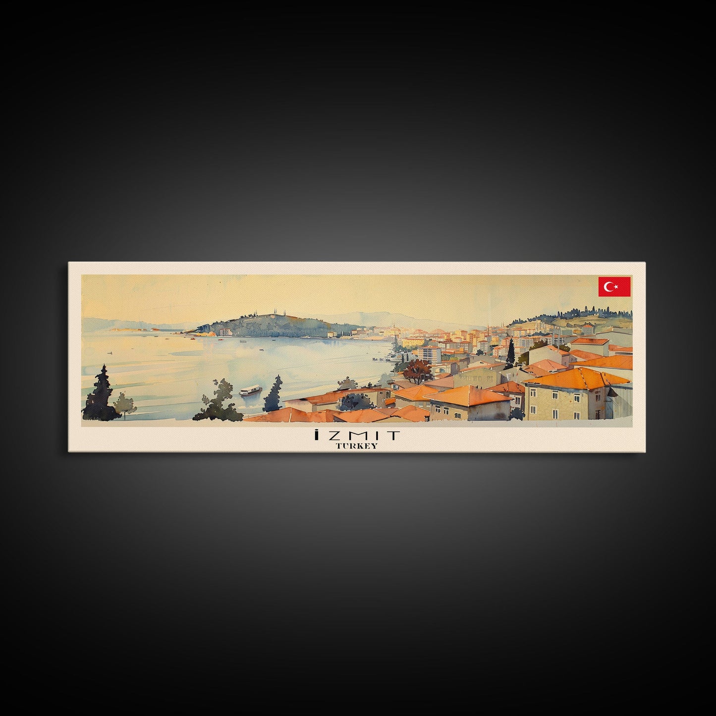 Izmit Turkey Travel Art, City Art, Framed Canvas Print or Metal Wall Art, Europe Travel Poster, Panoramic Wall Art, Extra Wide Wall Art