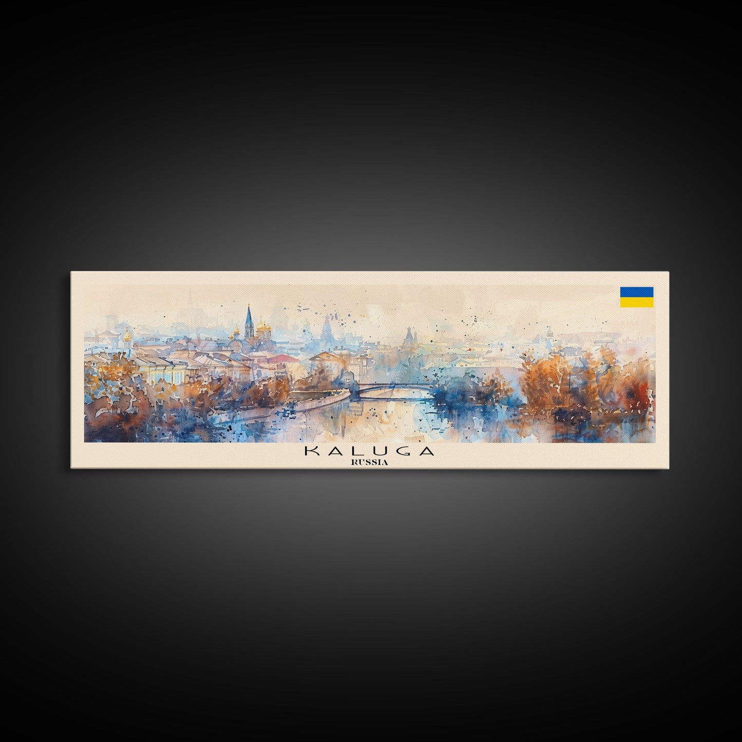 Kaluga Russia Panoramic Travel Poster, Framed Canvas Print or Metal Wall Art, Travel Art, Home Decor, Panoramic Painting, Midcentury Art