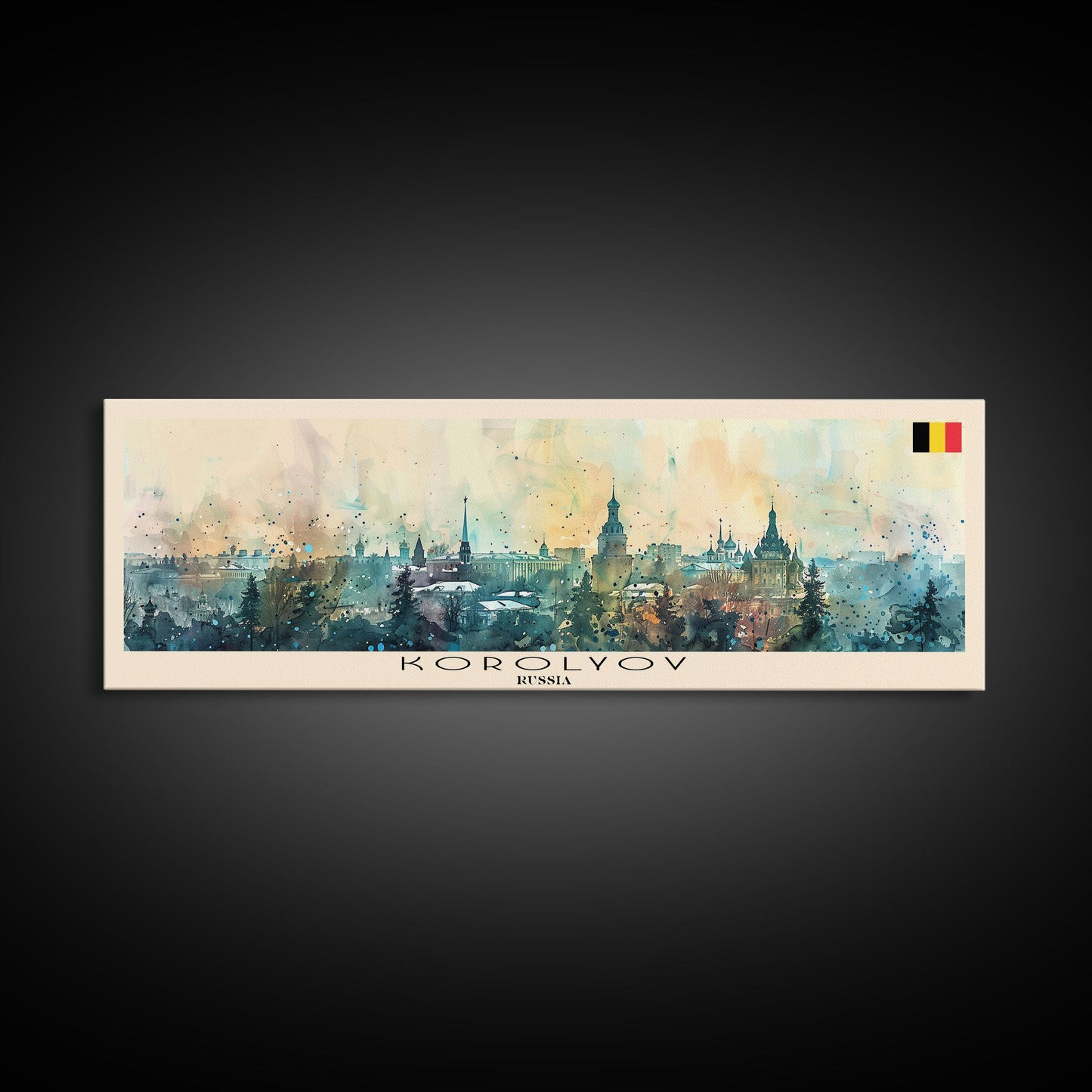 Korolyov Russia Wall Art, Panoramic Travel Poster, Panoramic Framed Canvas Print, City Wall Art, Wall Hanging Home Decor, Travel Art