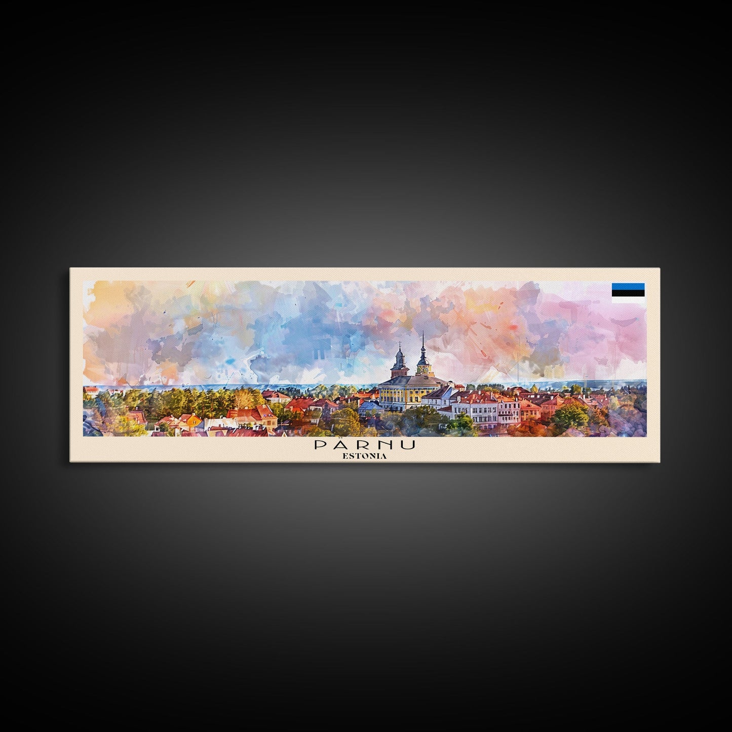 Parnu Estonia Travel Print Wall Art, Panoramic City Art, Travel Art, Wall Decor, Vacation Gift, Framed Canvas Print Or Metal Art