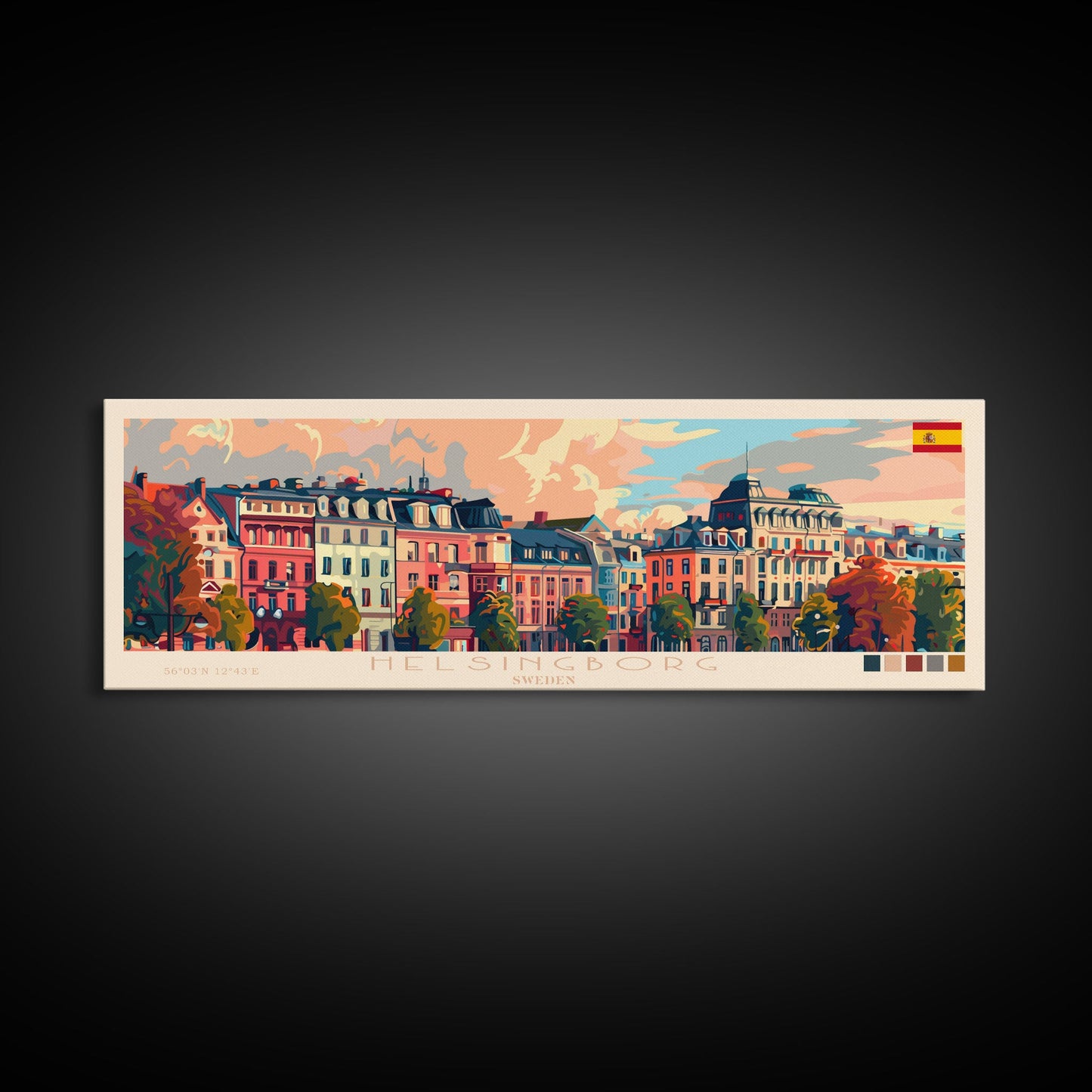 Helsingborg Sweden Travel Print Wall Art, Panoramic City Art, Travel Art, Wall Decor, Vacation Gift, Framed Canvas Print Or Metal Art