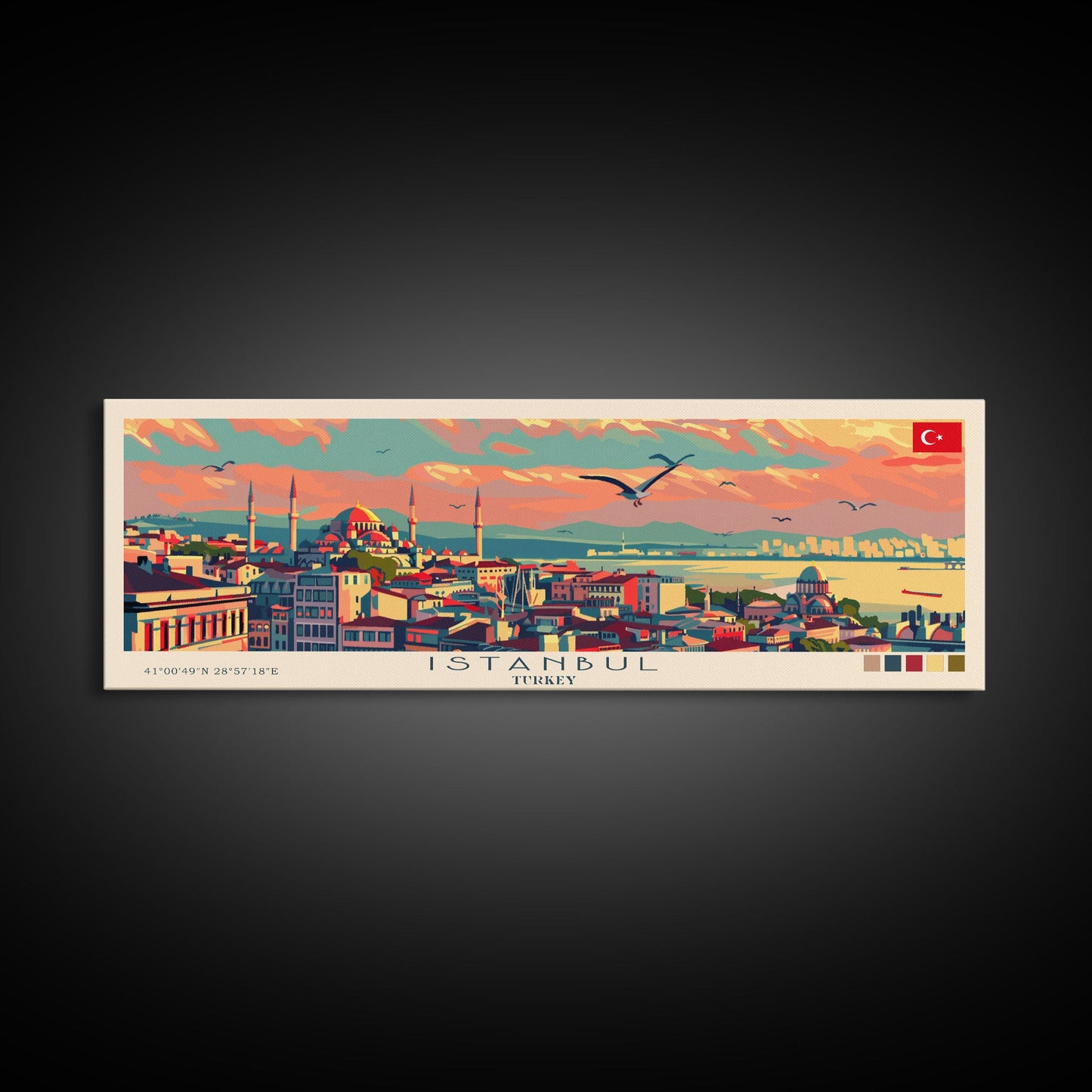 Istanbul Turkey Travel Print Wall Art, Panoramic City Art, Travel Art, Wall Decor, Vacation Gift, Framed Canvas Print Or Metal Art
